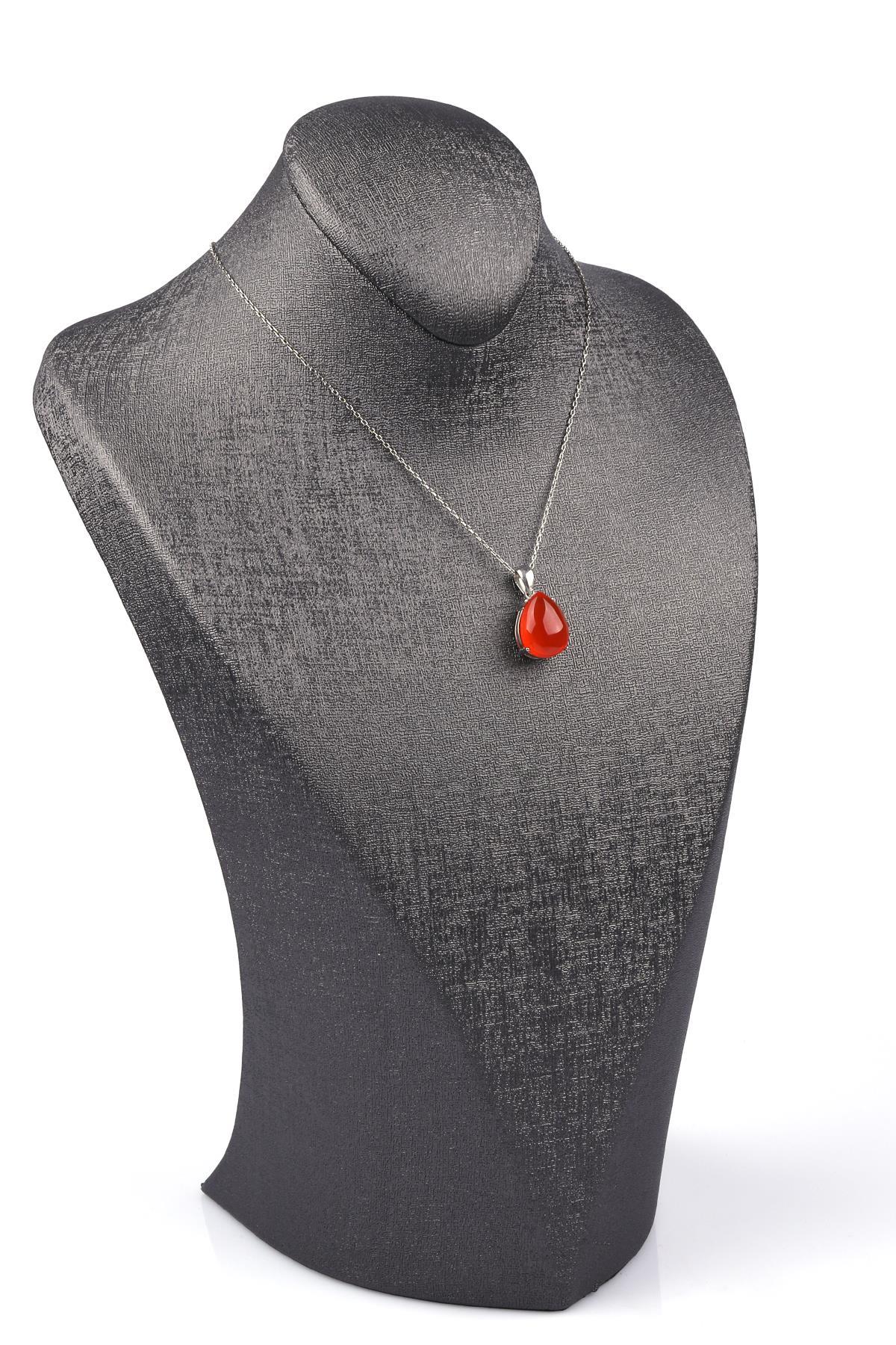 Akik Doğal Taş 925 Ayar Gümüş Kolye