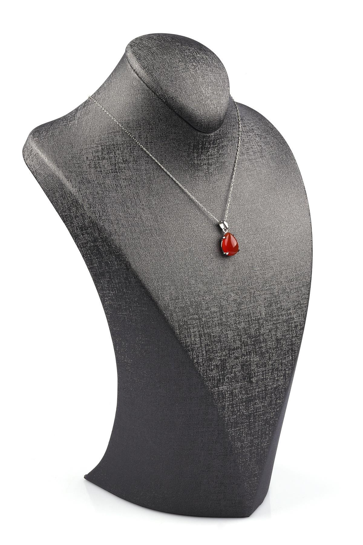 Akik Doğal Taş 925 Ayar Gümüş Kolye