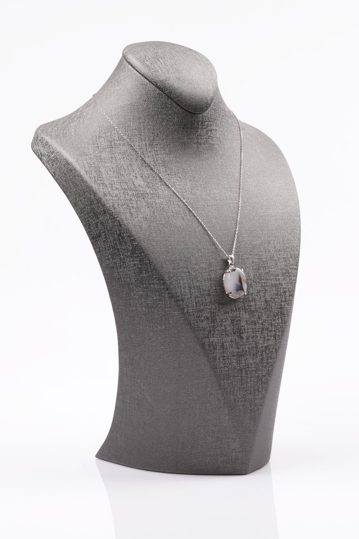 Akik Doğal Taş 925 Ayar Gümüş Kolye