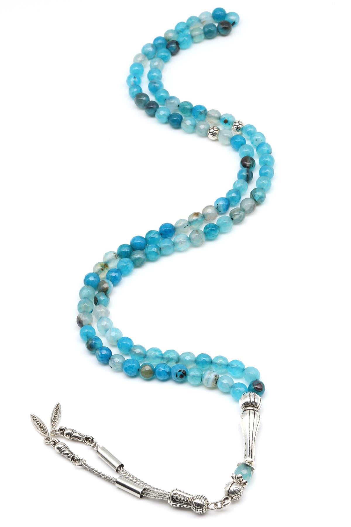 Akik Doğal Taş 99'Lu Tesbih 6 mm Fasetli Küre Kesim