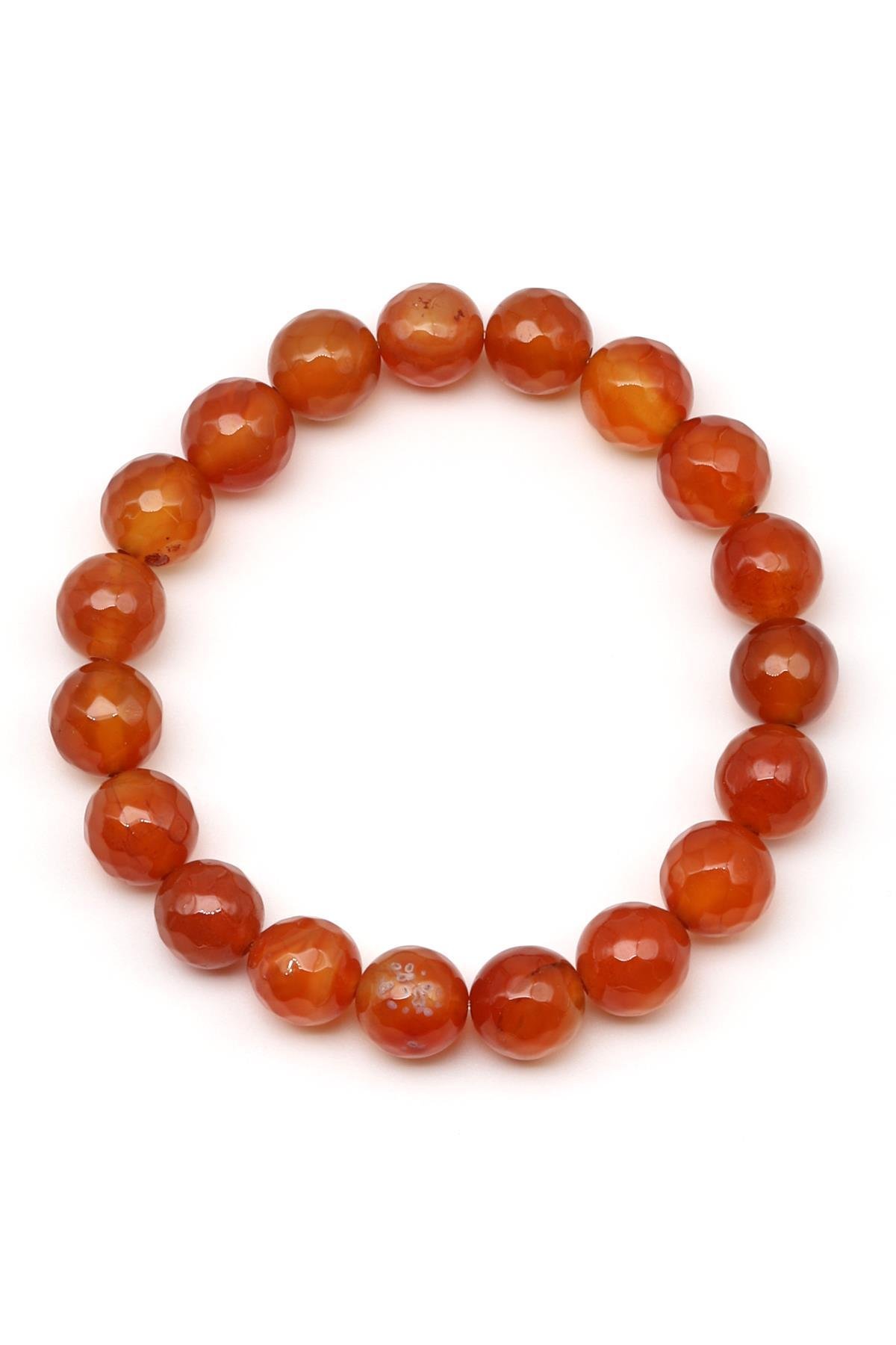 Akik Doğal Taş Bileklik 10 mm Fasetli Küre Kesim