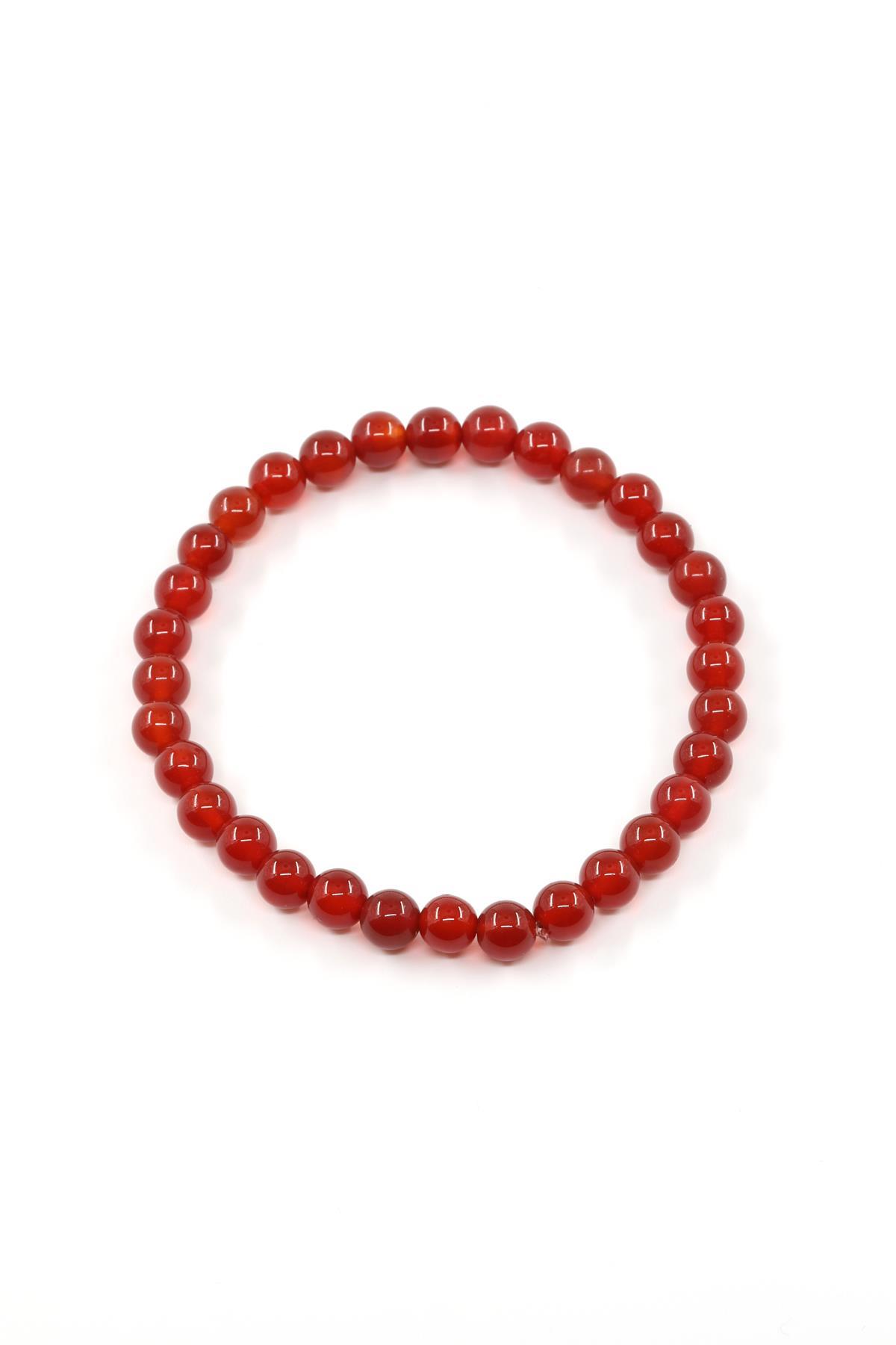 Akik Doğal Taş Bileklik 6 mm Küre Kesim