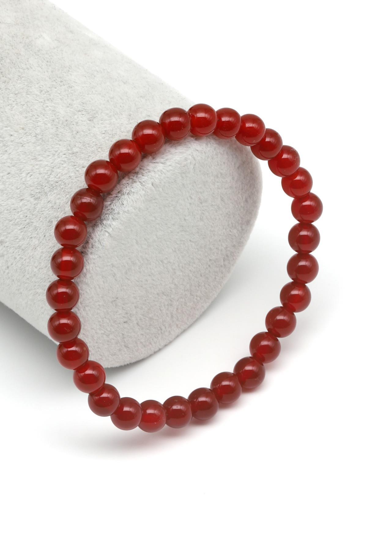 Akik Doğal Taş Bileklik 6 mm Küre Kesim