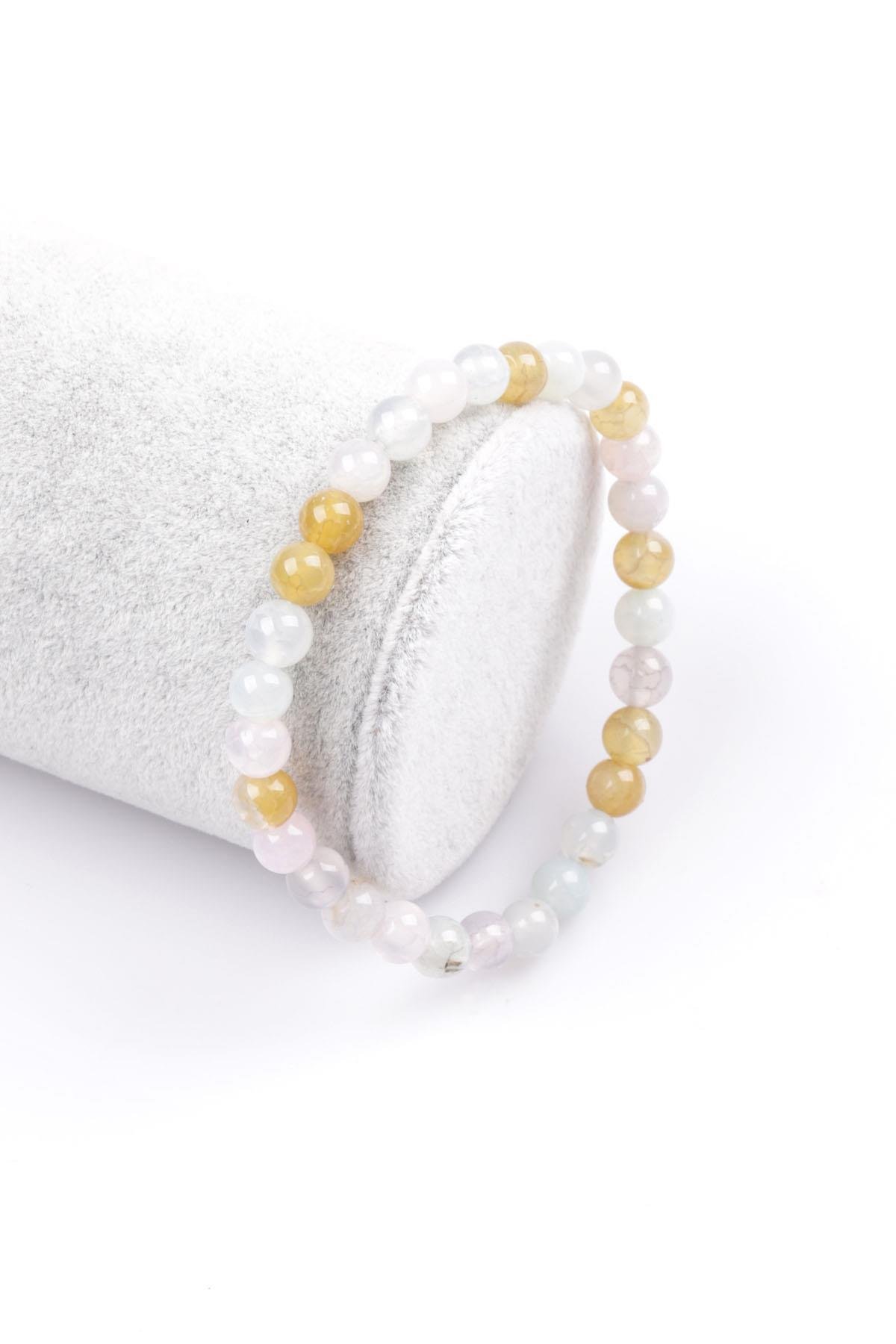 Akik Doğal Taş Bileklik 6 mm Küre Kesim