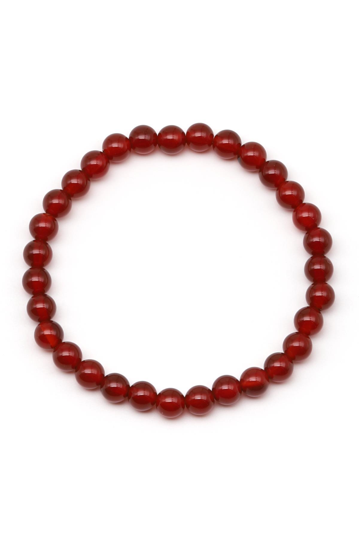 Akik Doğal Taş Bileklik 6 mm Küre Kesim