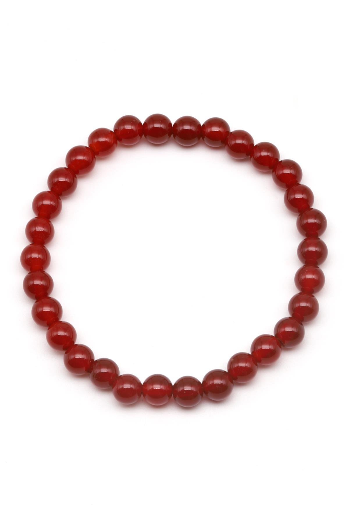 Akik Doğal Taş Bileklik 6 mm Küre Kesim