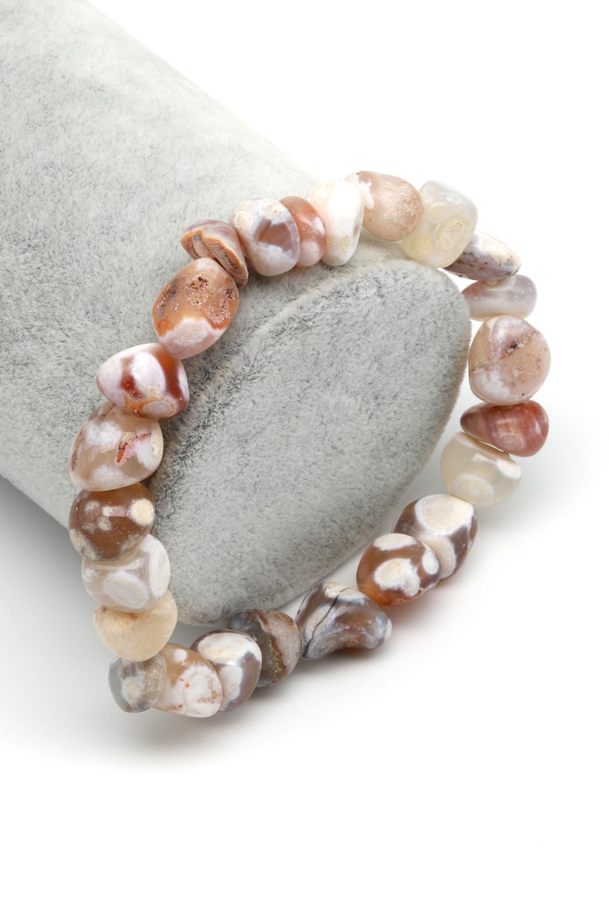 Akik Doğal Taş Bileklik 6 x 12 mm Özel Kesim