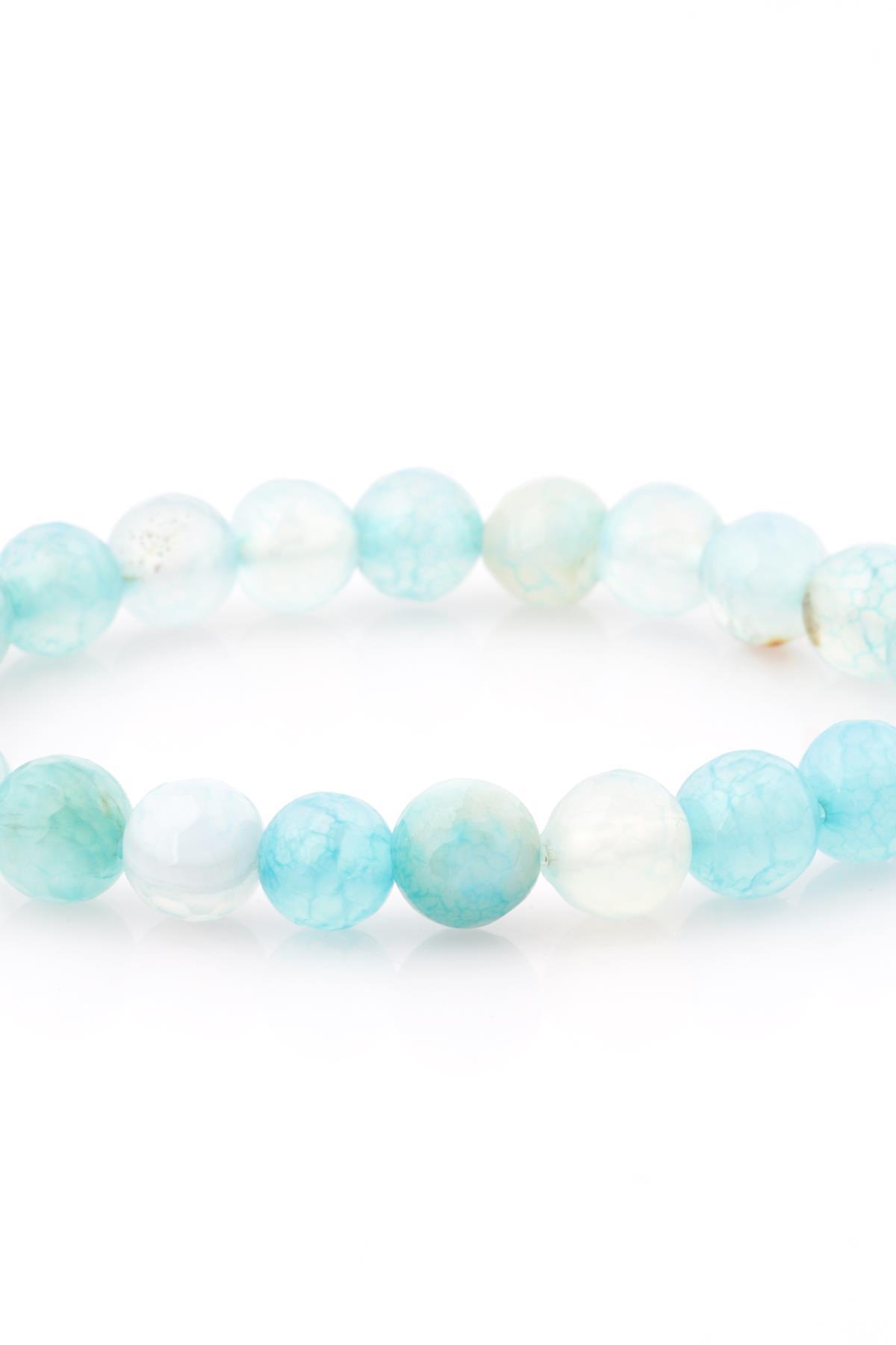 Akik Doğal Taş Bileklik 8 mm Fasetli Küre Kesim