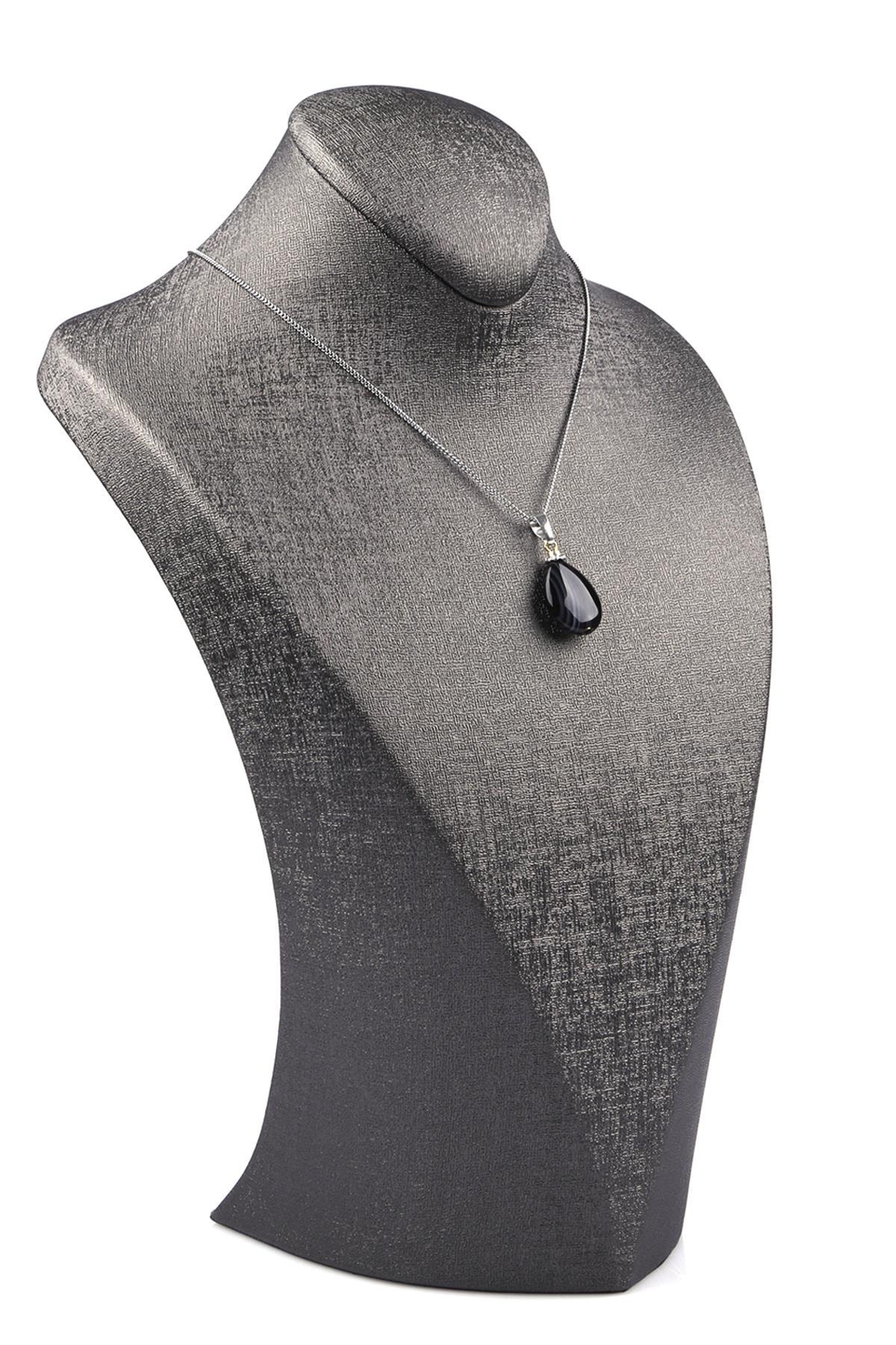 Akik Doğal Taş Damla Model Kolye