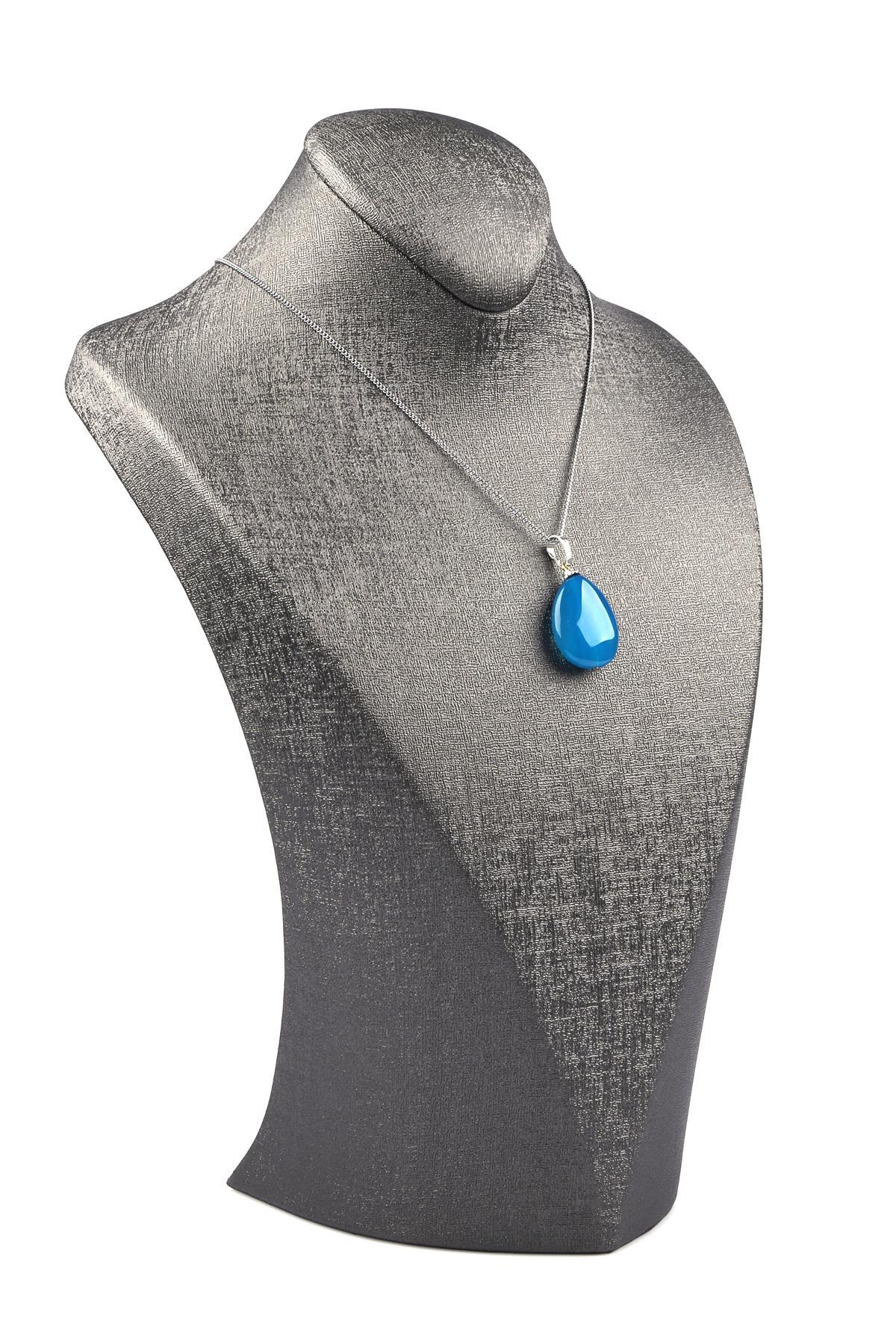 Akik Doğal Taş Damla Model Kolye