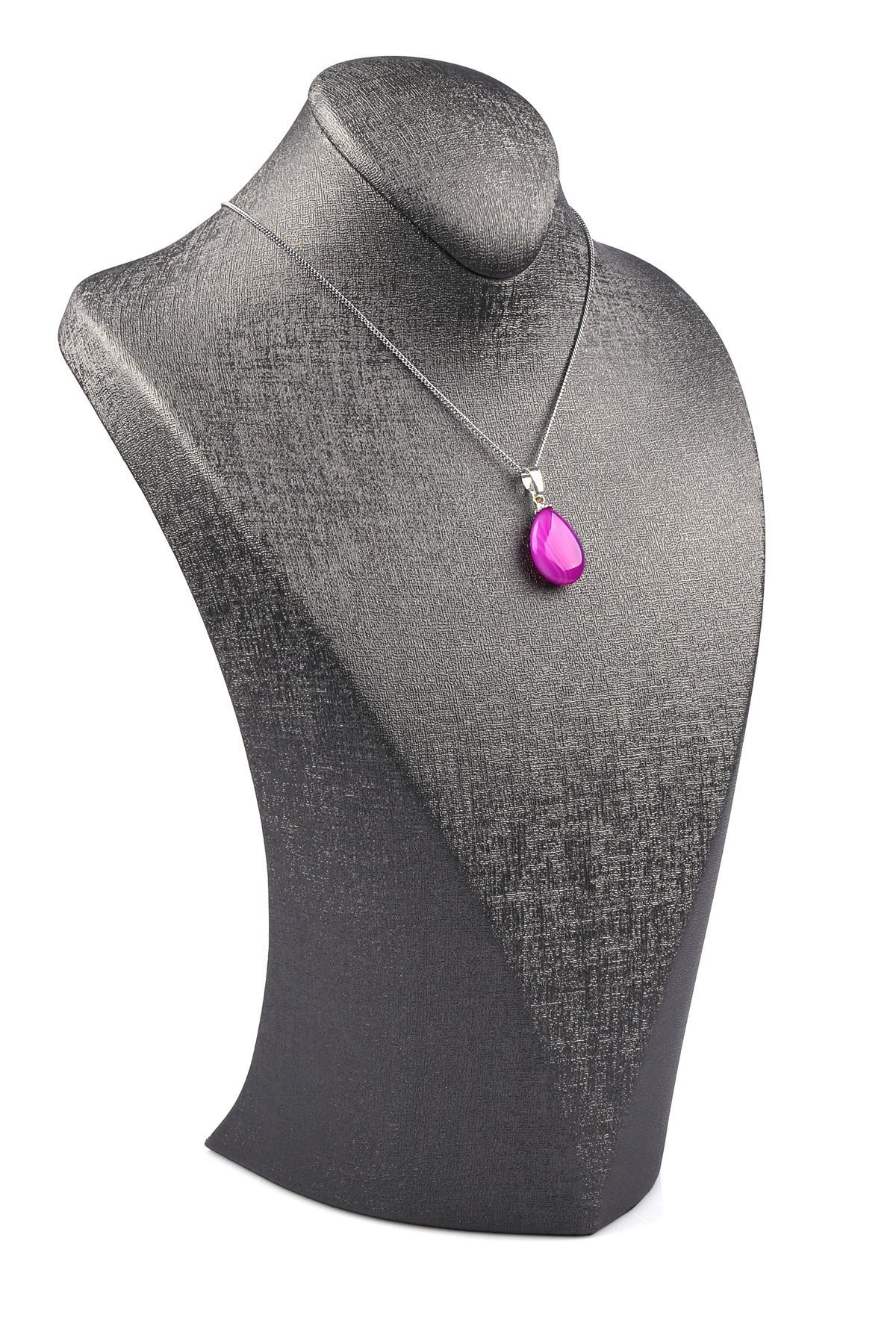 Akik Doğal Taş Damla Model Kolye