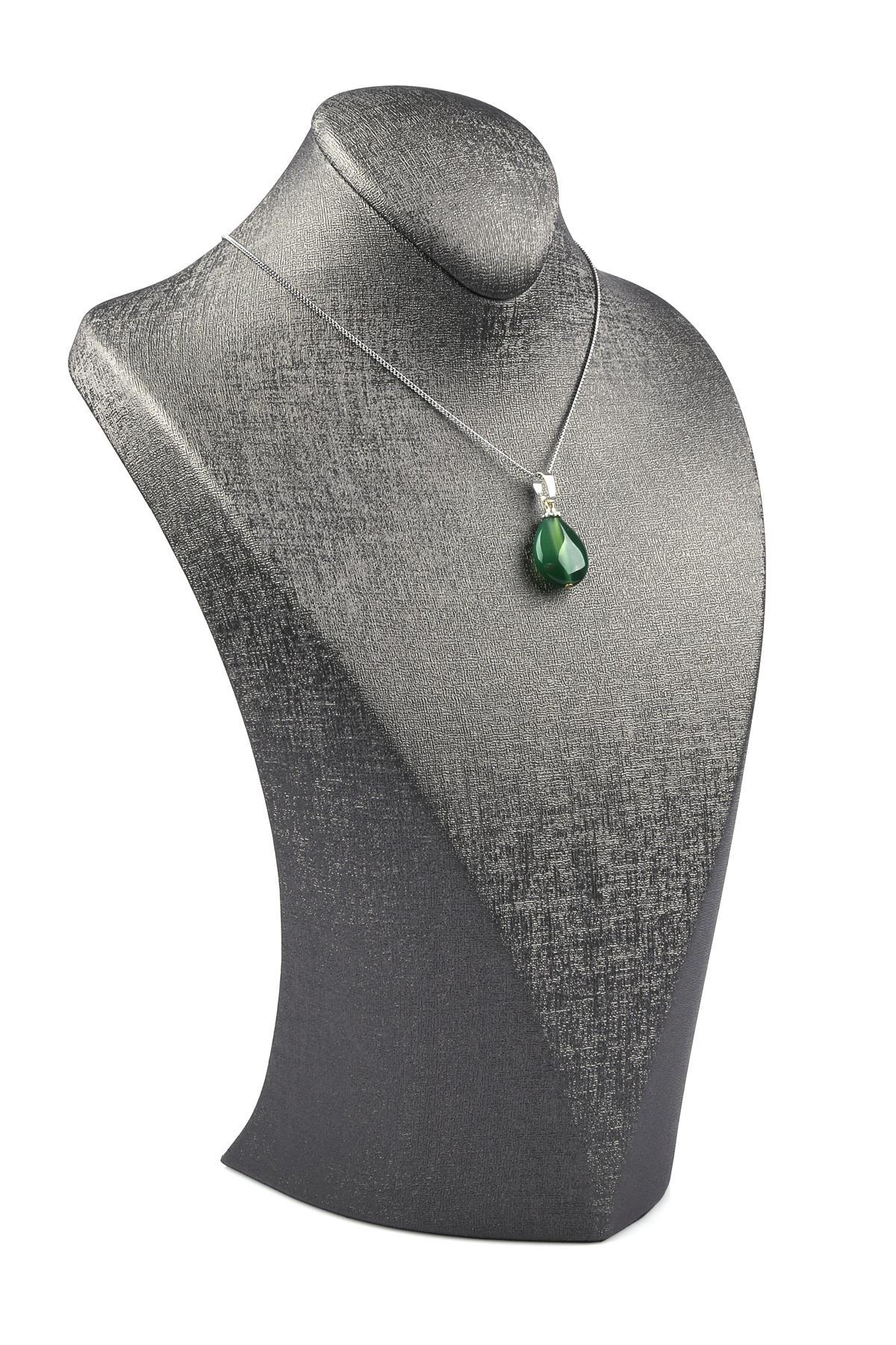 Akik Doğal Taş Damla Model Kolye