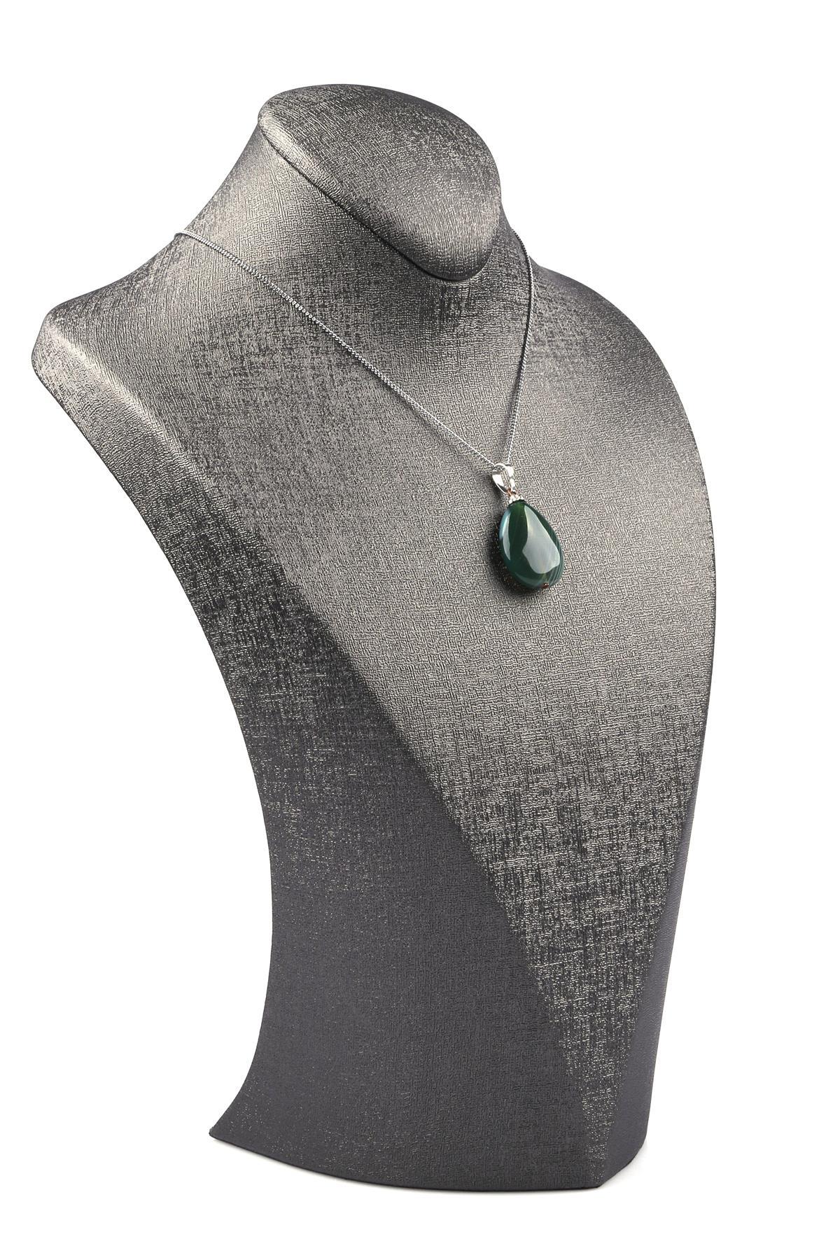 Akik Doğal Taş Damla Model Kolye