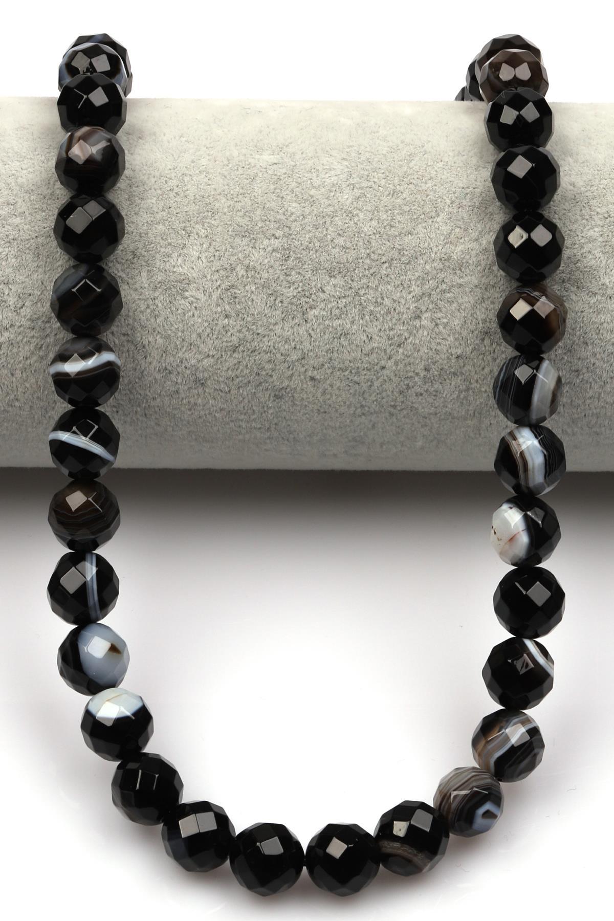 Akik Doğal Taş Dizi 10 mm Fasetli Küre Kesim