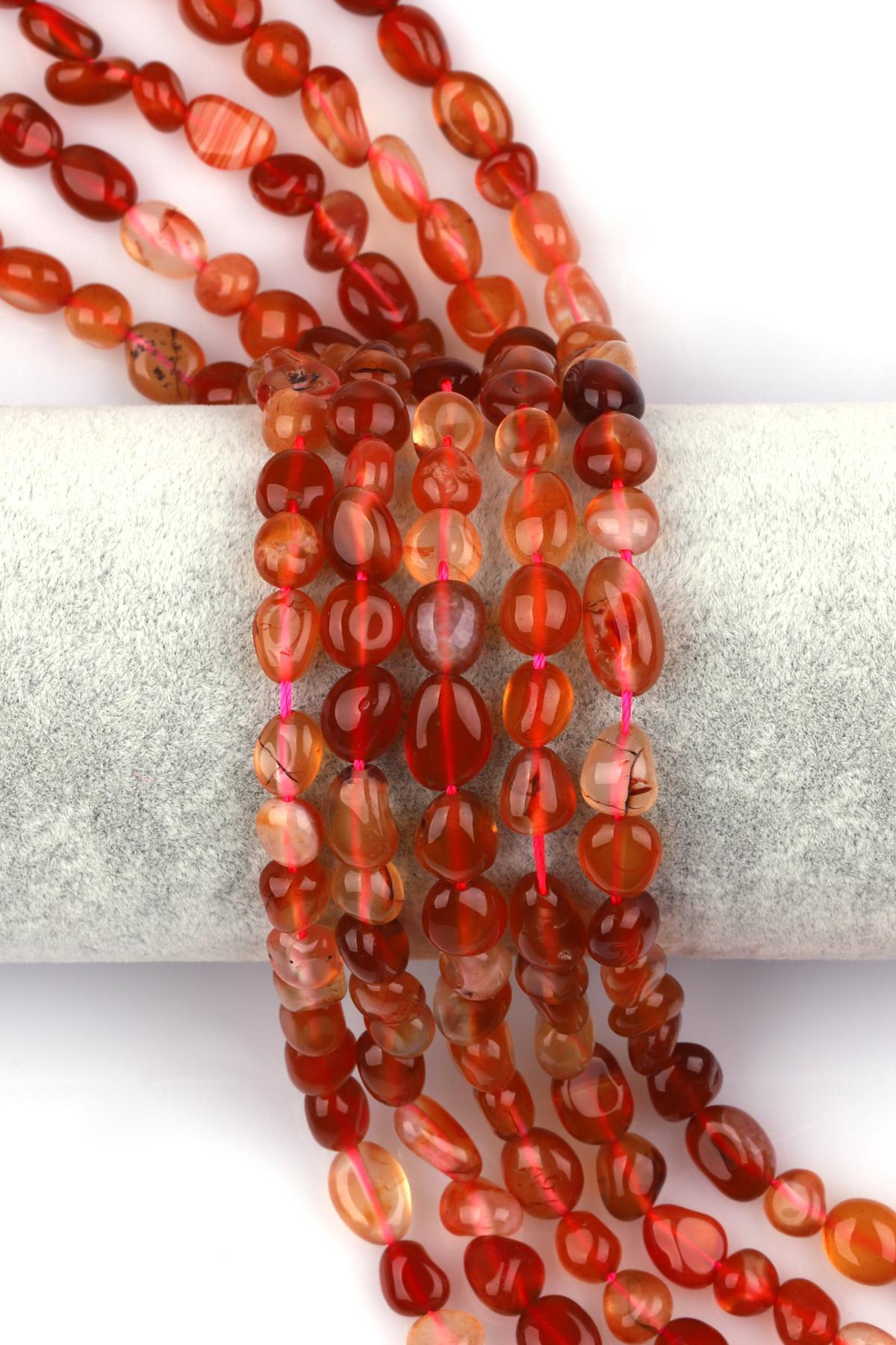 Akik Doğal Taş Dizi 5 x 10 mm Mercimek Kesim