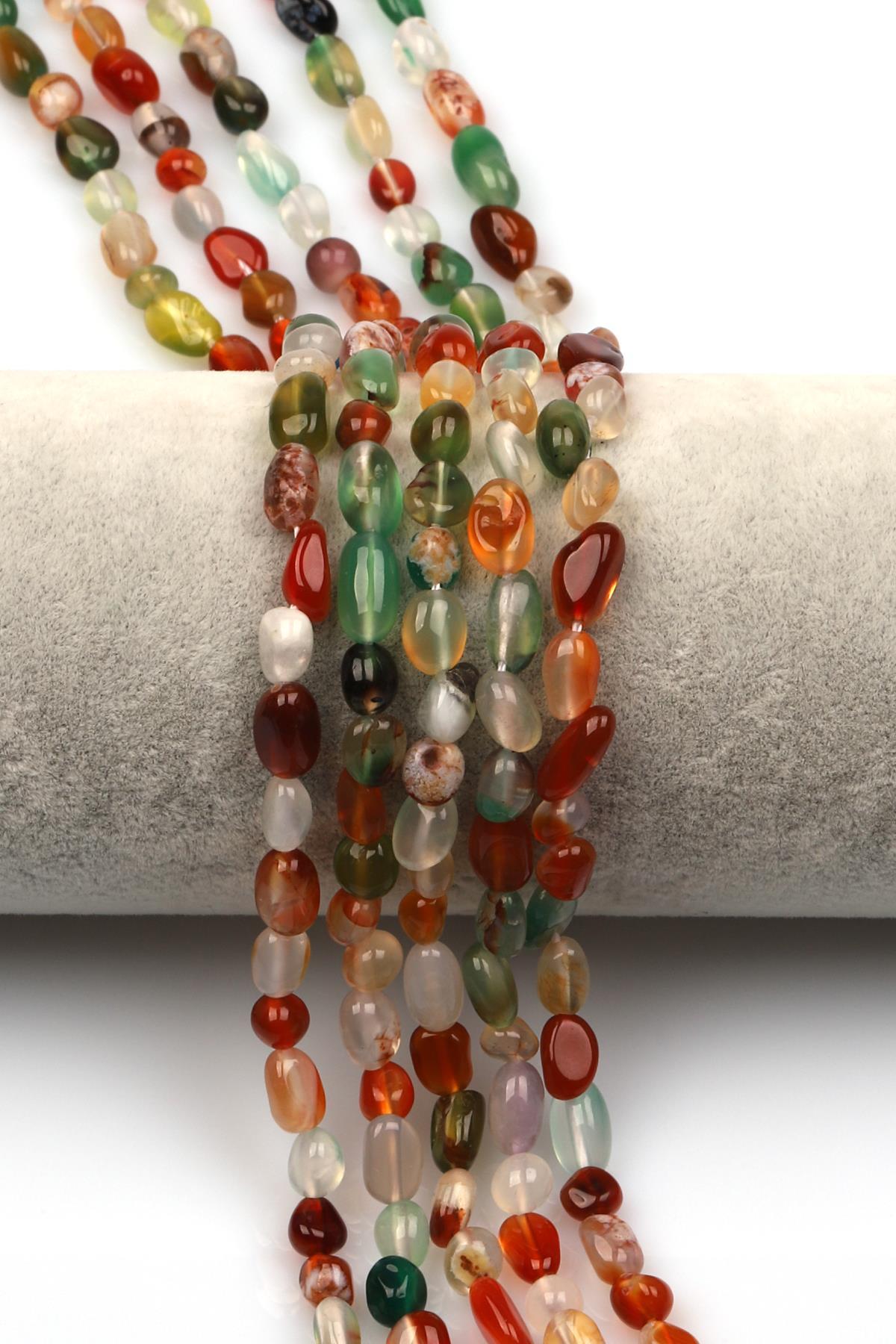 Akik Doğal Taş Dizi 5 x 8 mm Mercimek Kesim