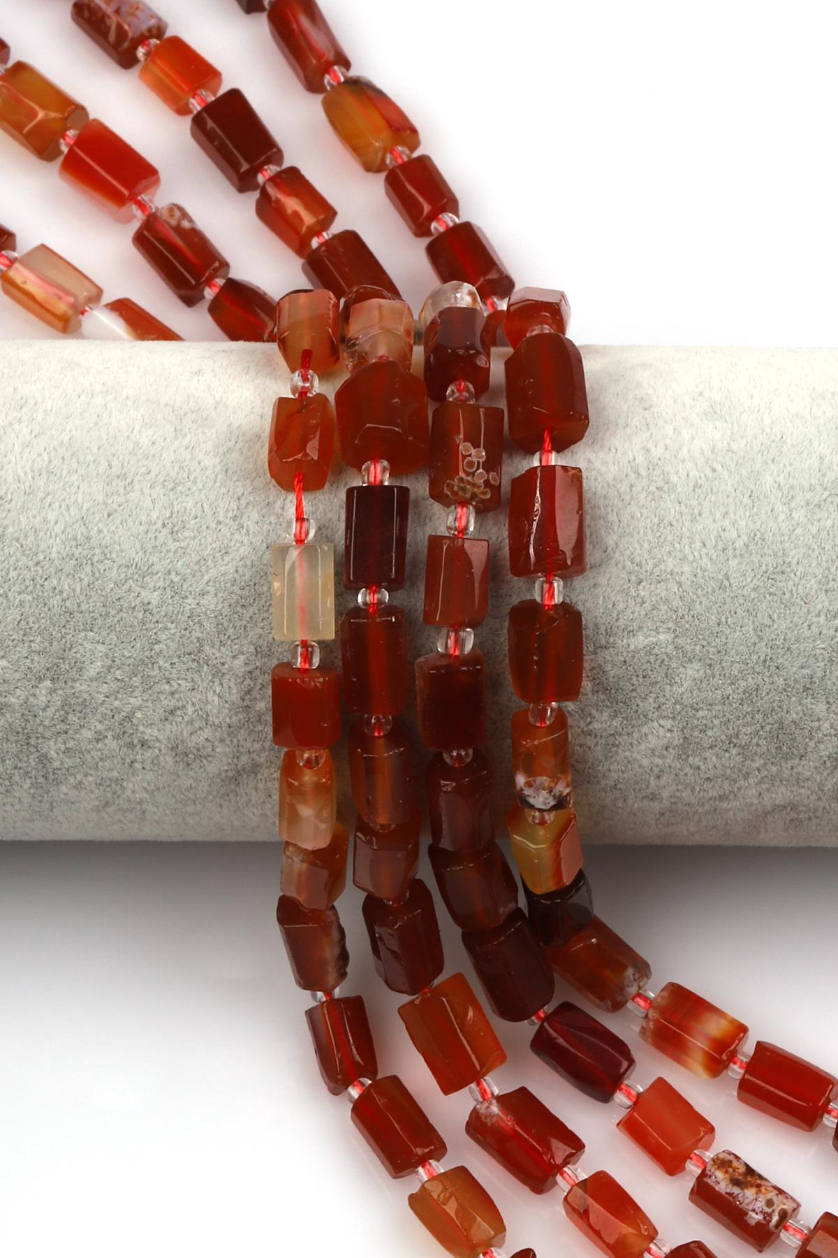 Akik Doğal Taş Dizi 7 x 12 mm Boru Kesim