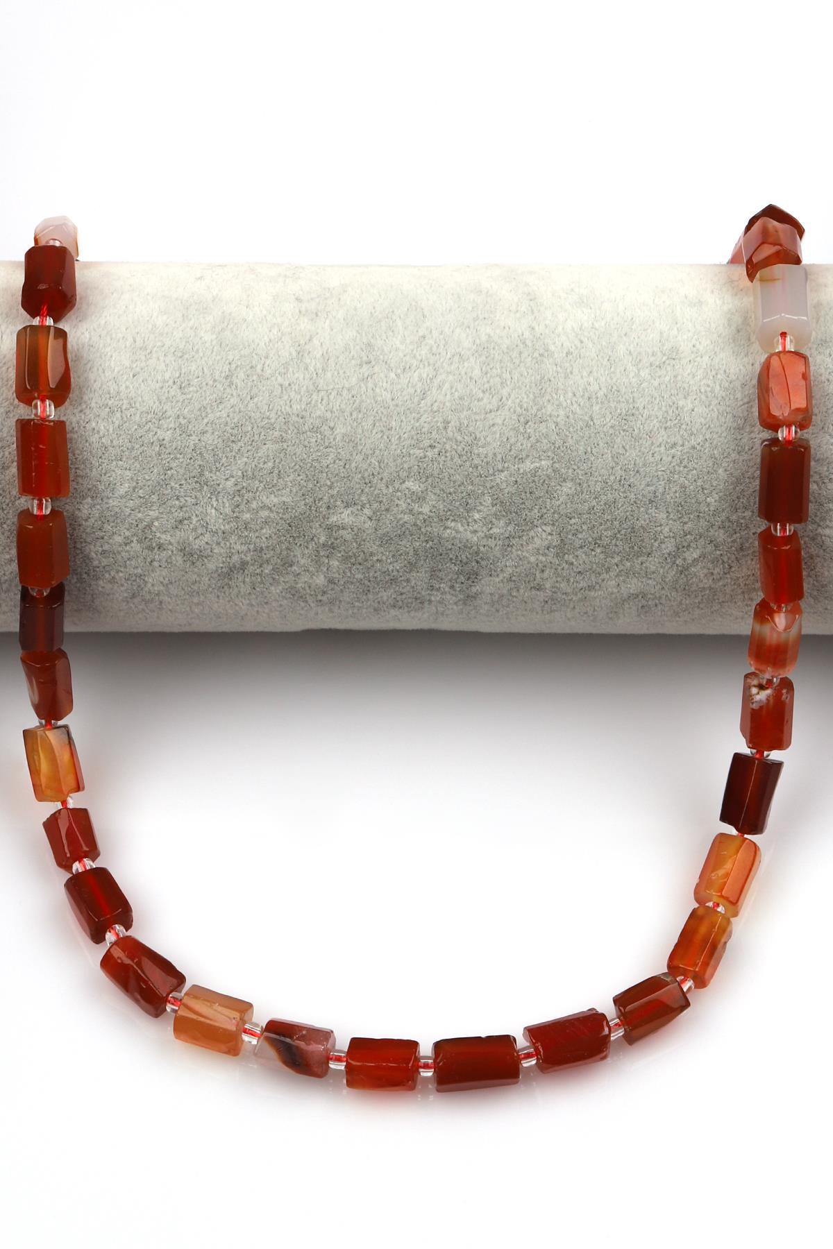 Akik Doğal Taş Dizi 7 x 12 mm Boru Kesim