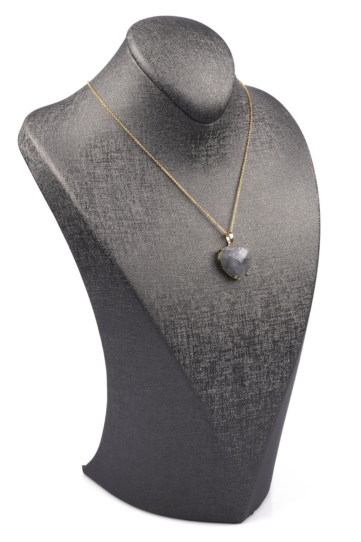 Akik Doğal Taş Gold Renkli Kolye