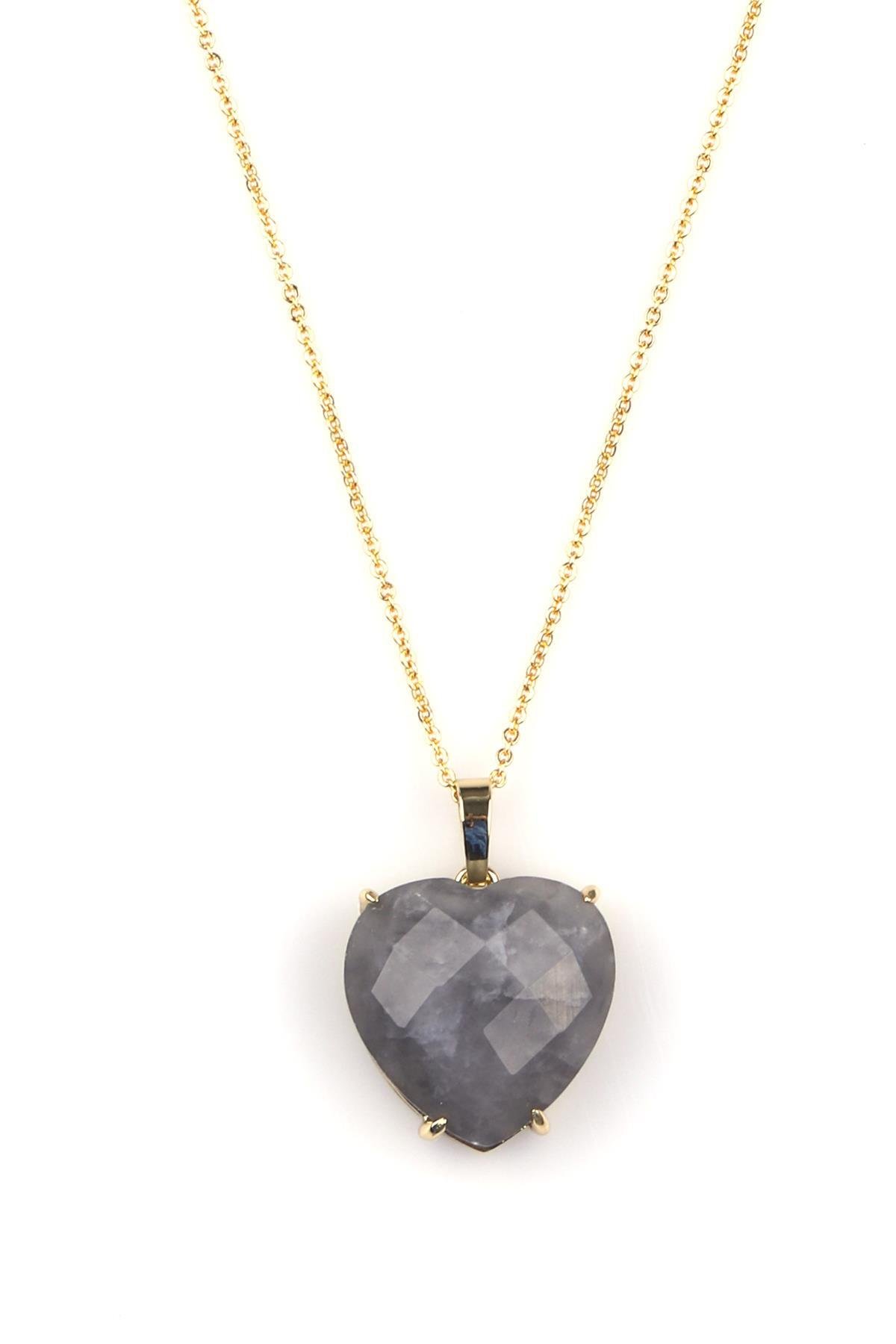 Akik Doğal Taş Gold Renkli Kolye