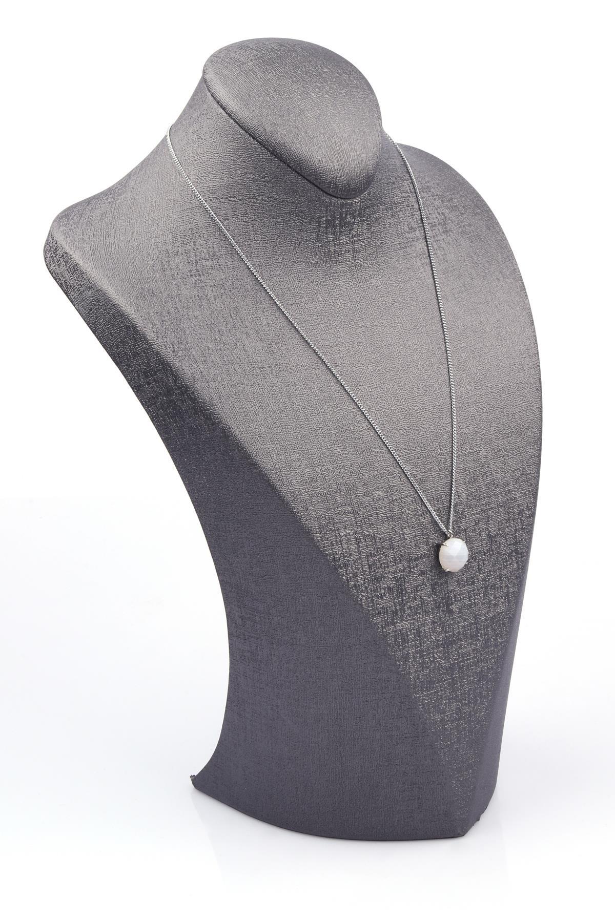 Akik Doğal Taş Gümüş Renkli Kolye