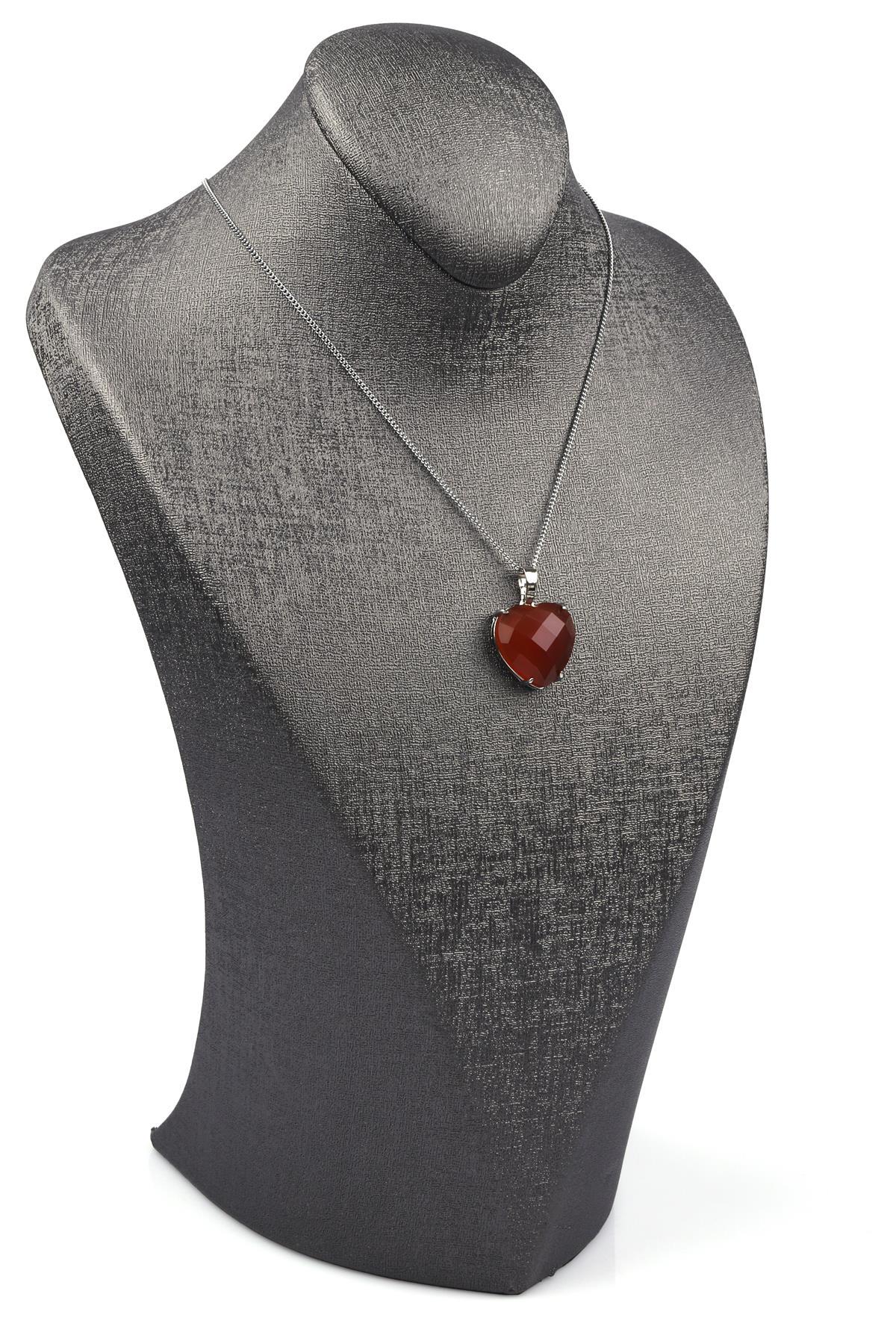 Akik Doğal Taş Gümüş Renkli Kolye