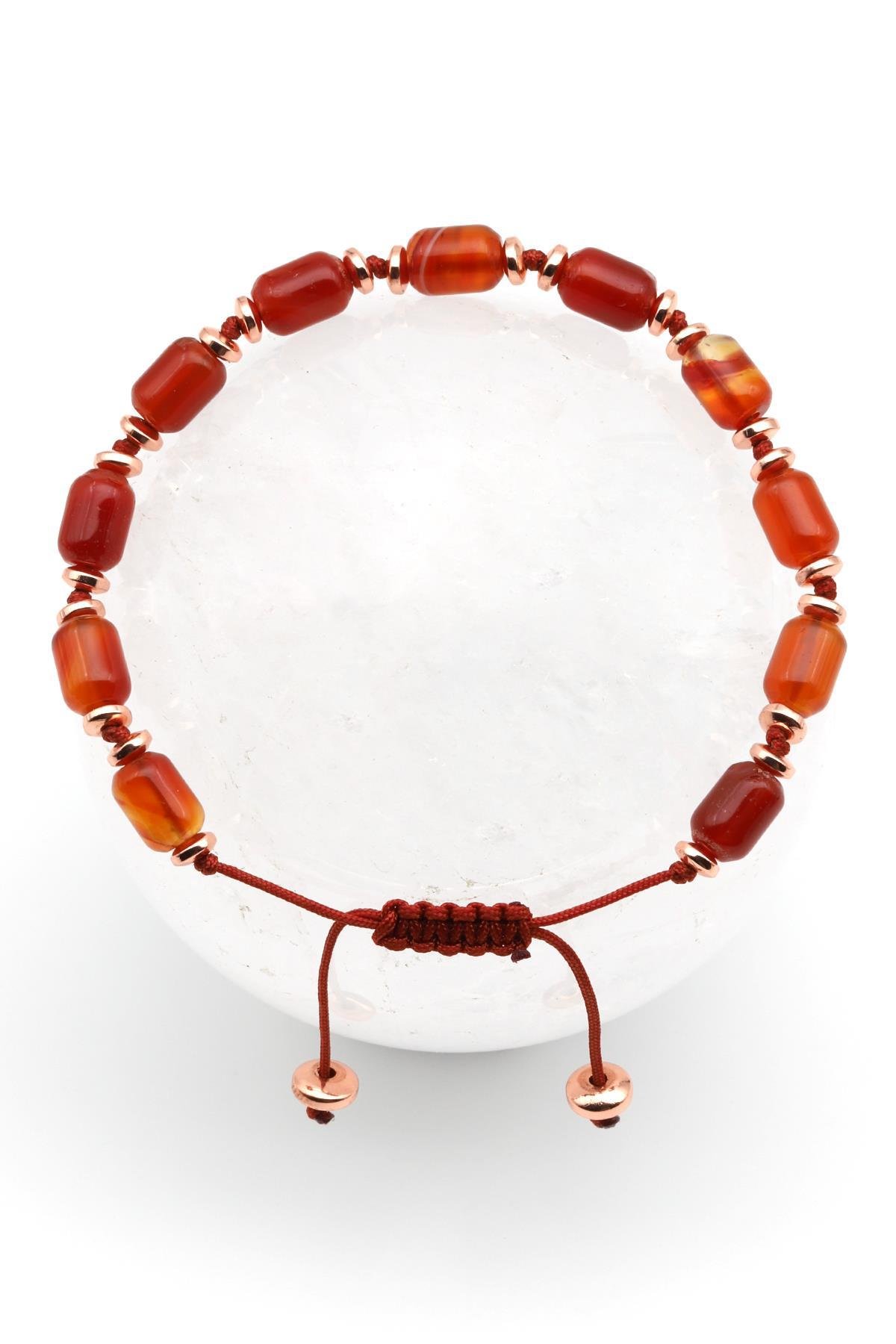 Akik Doğal Taş Makrome Örme Bileklik