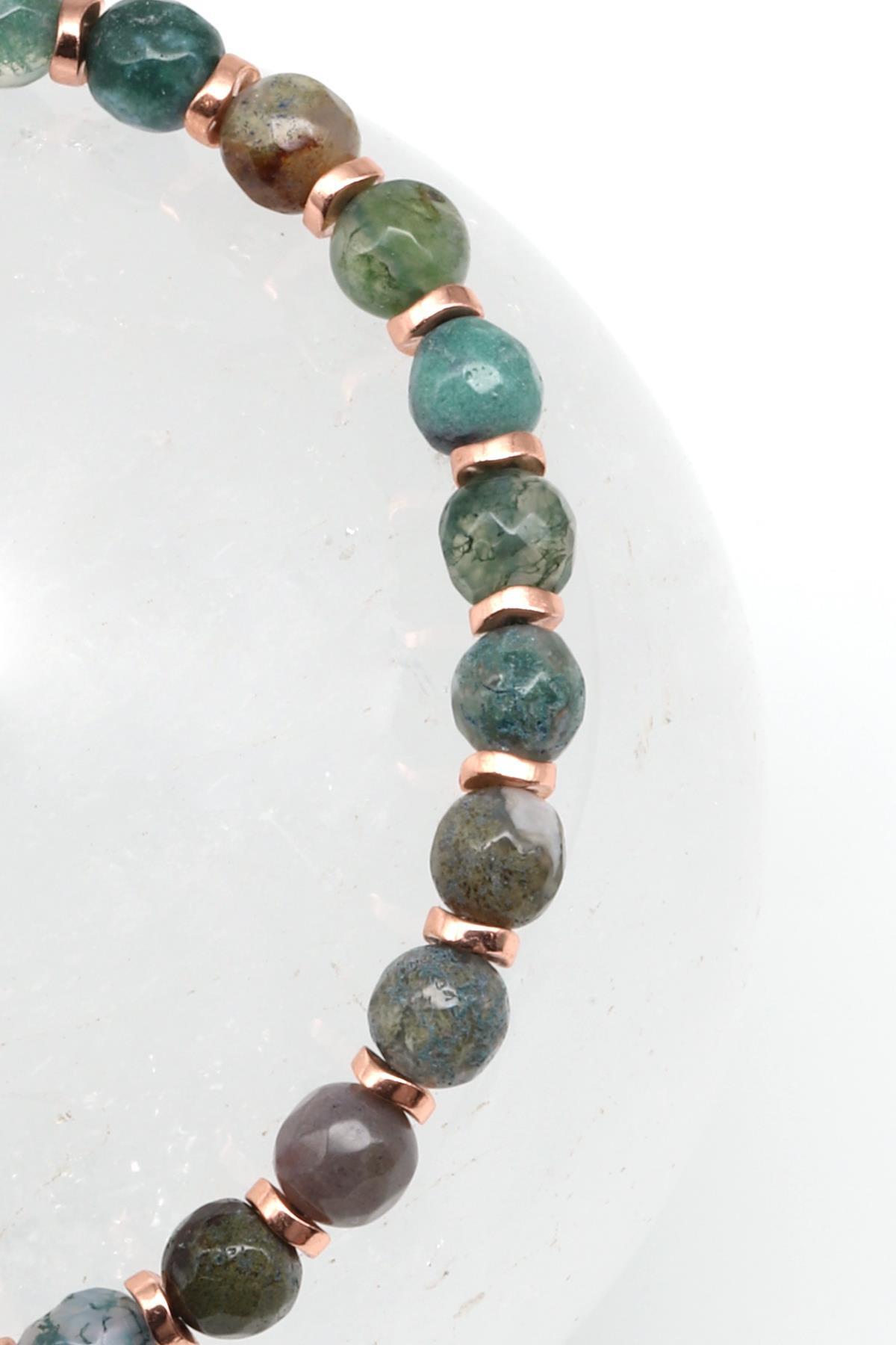 Akik Doğal Taş Makrome Örme Bileklik