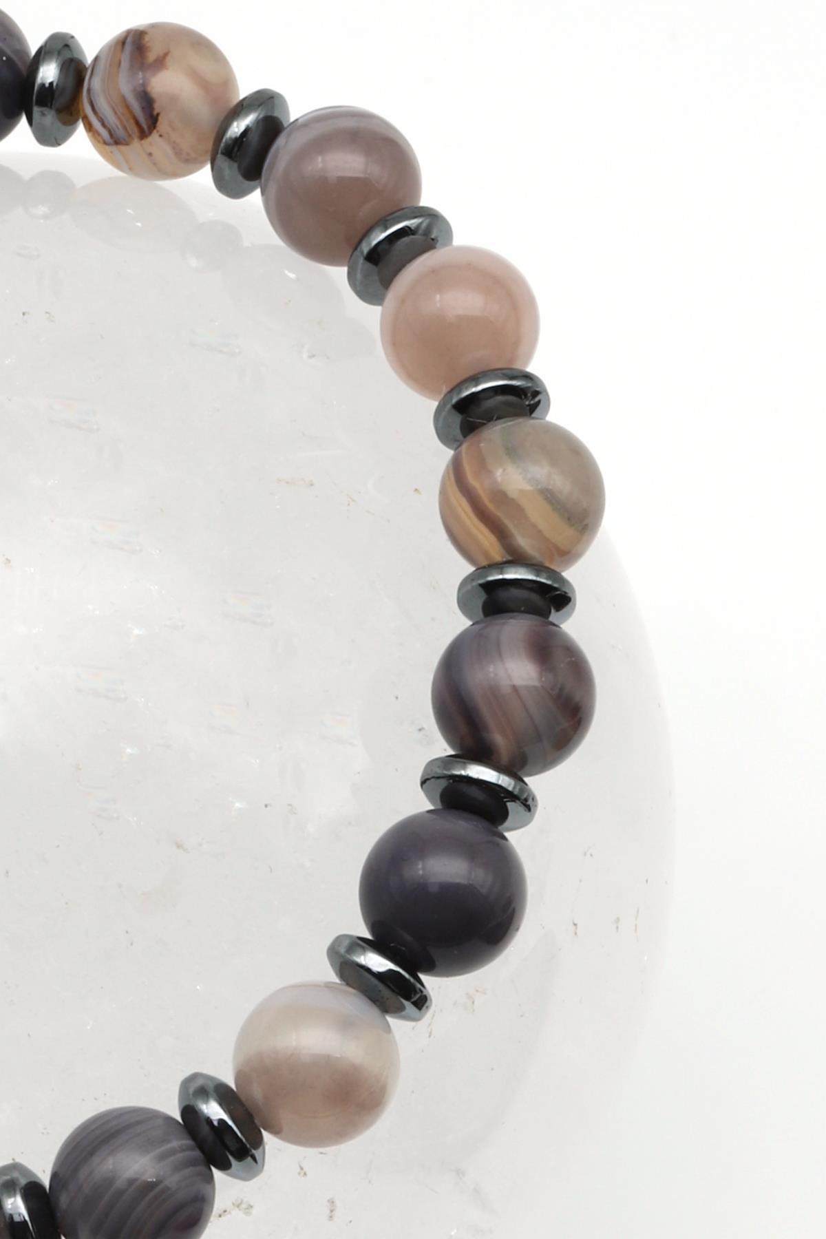 Akik Doğal Taş Makrome Örme Bileklik