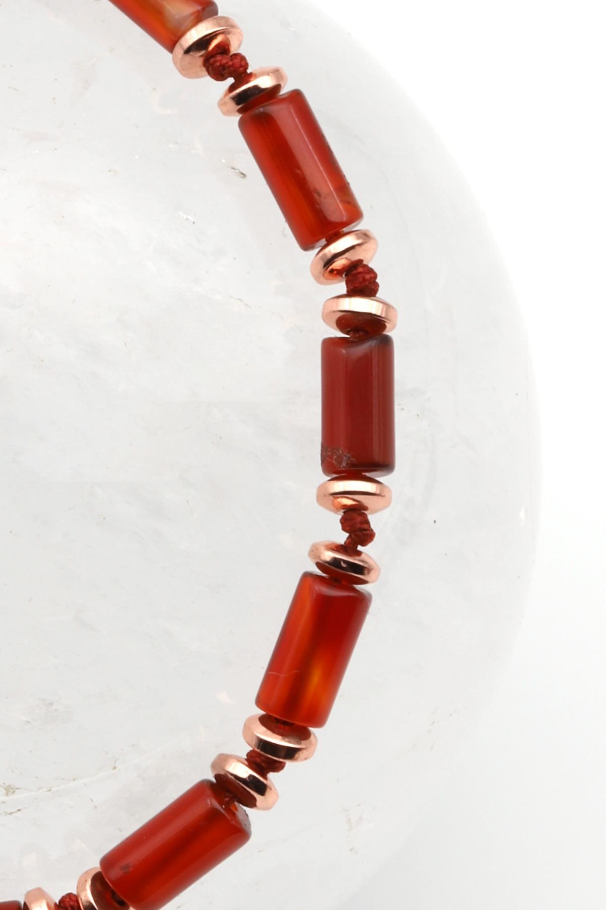 Akik Doğal Taş Makrome Örme Bileklik