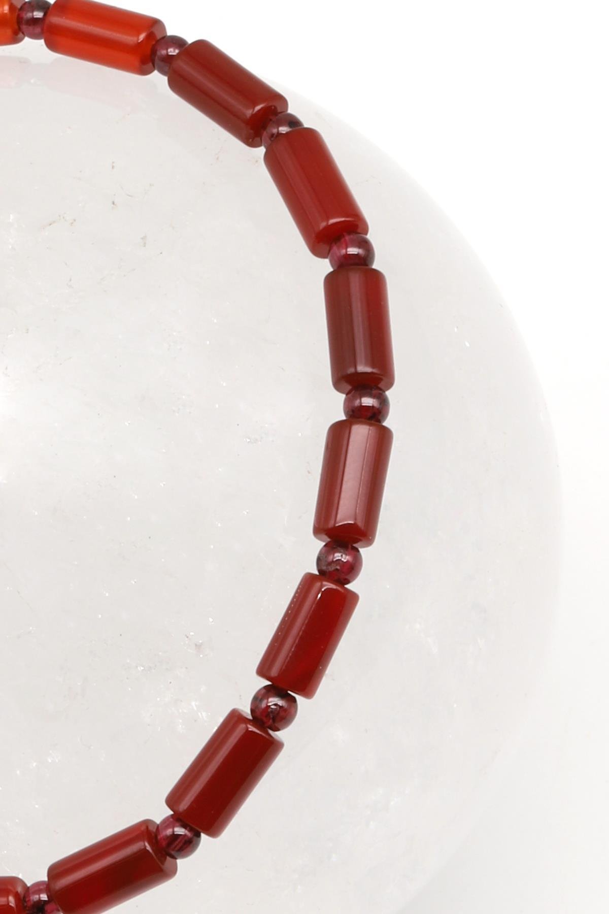 Akik Doğal Taş Makrome Örme Bileklik Boru Kesim