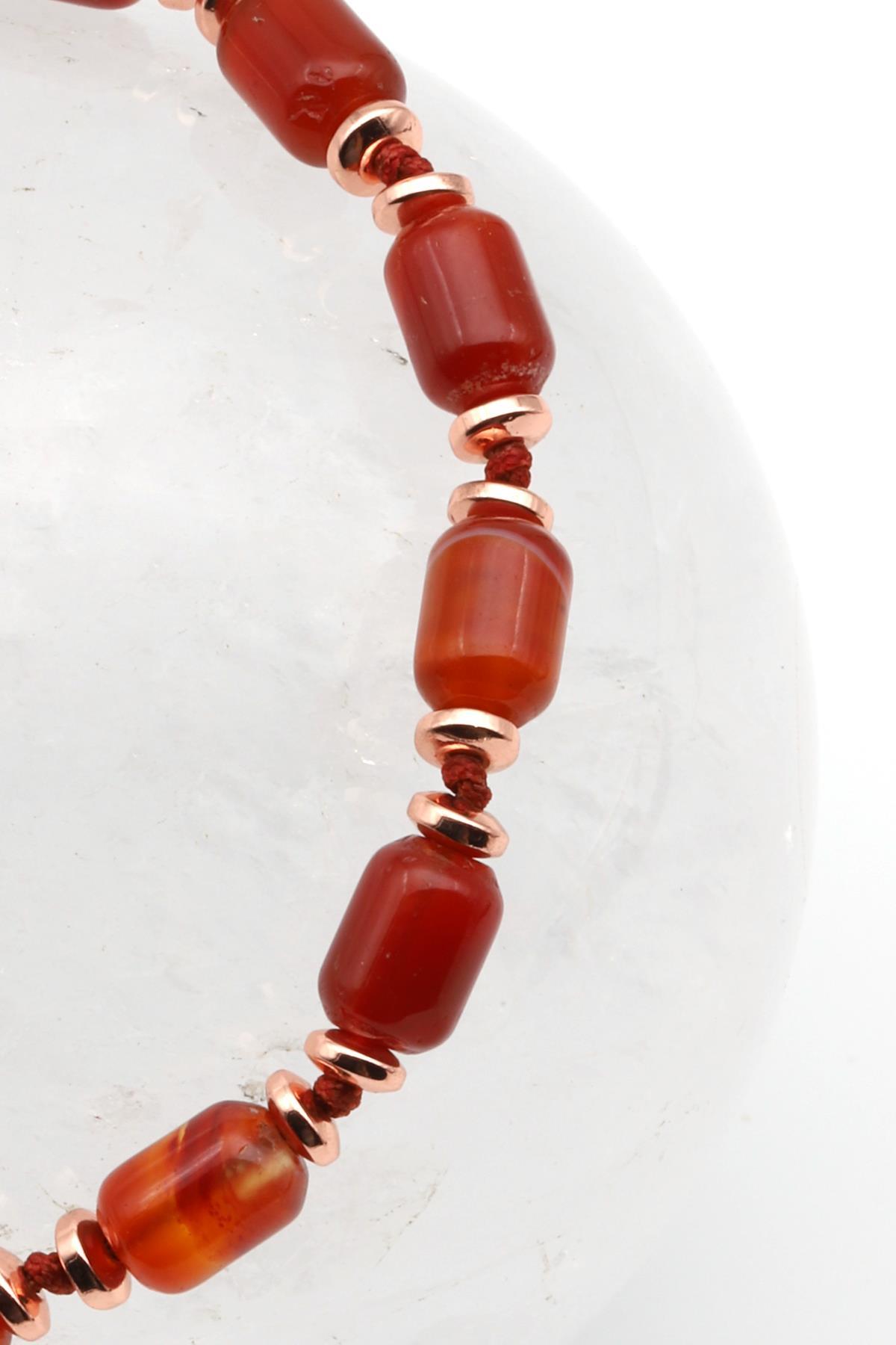 Akik Doğal Taş Makrome Örme Bileklik