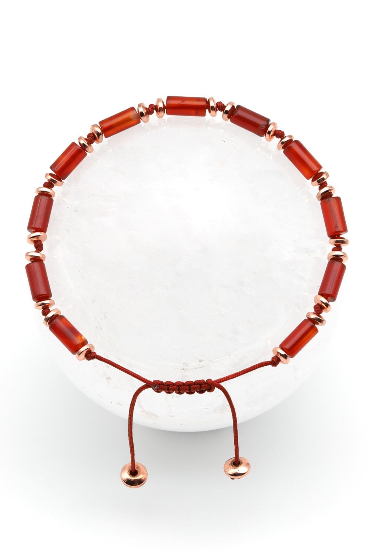 Akik Doğal Taş Makrome Örme Bileklik