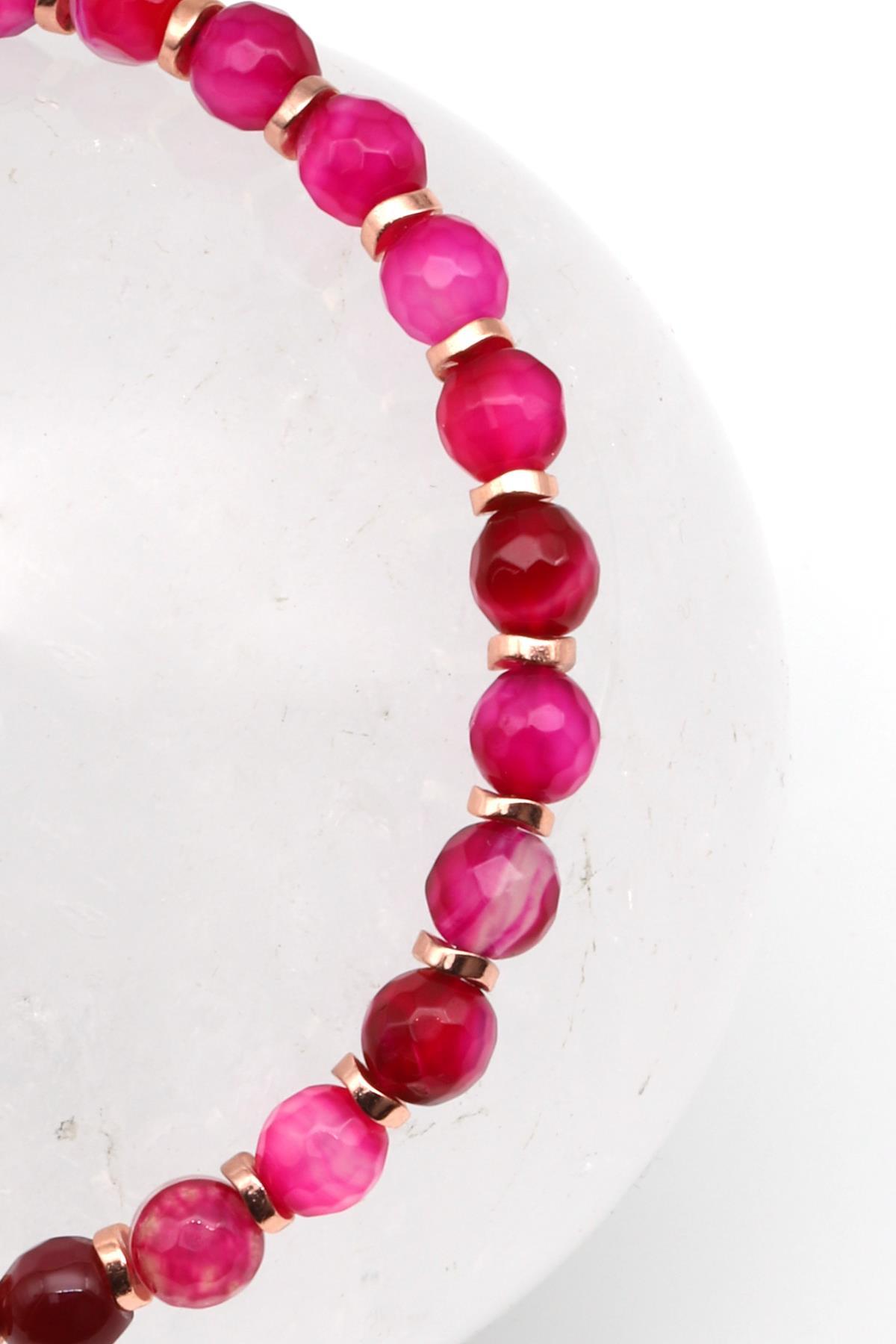 Akik Doğal Taş Makrome Örme Bileklik Faset Kesim