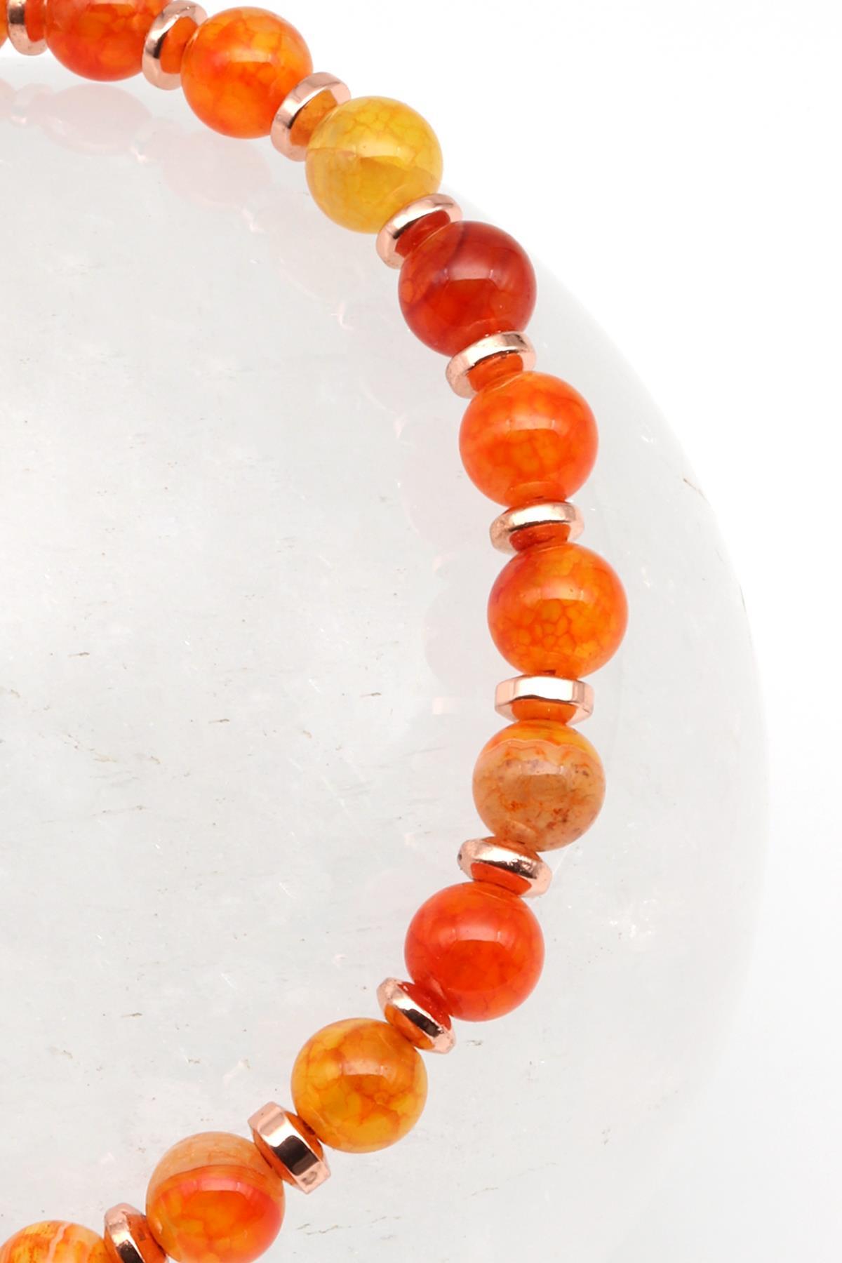 Akik Doğal Taş Makrome Örme Bileklik Küre Kesim