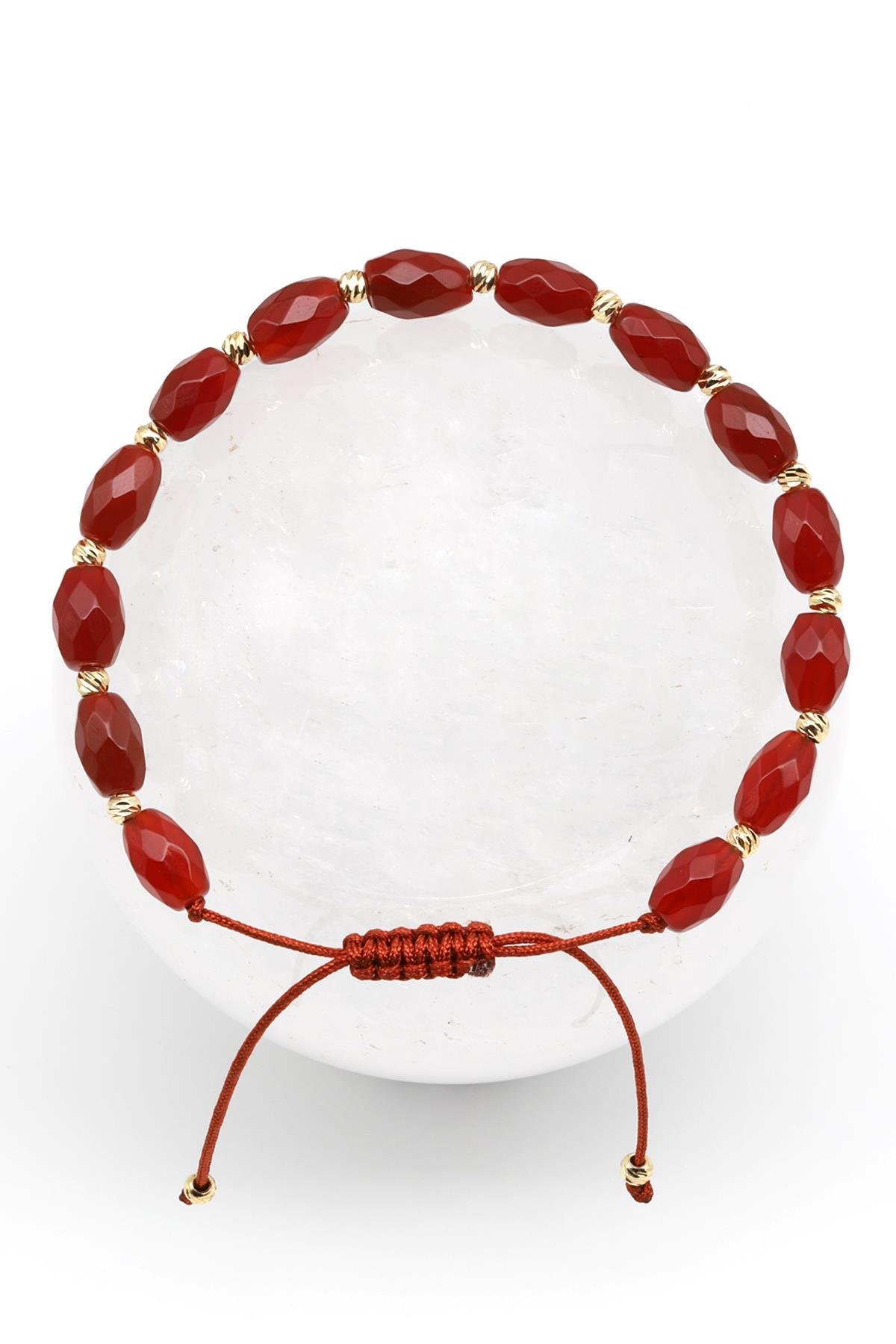 Akik Doğal Taş Makrome Örme Bileklik Şekilsiz Kesim