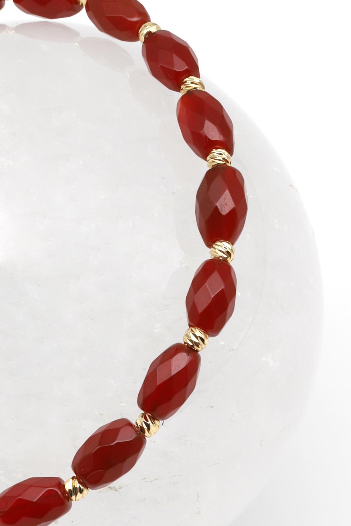 Akik Doğal Taş Makrome Örme Bileklik Şekilsiz Kesim