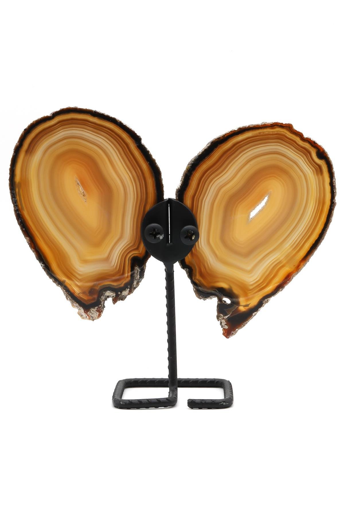 Akik Doğal Taş Standlı Kelebek