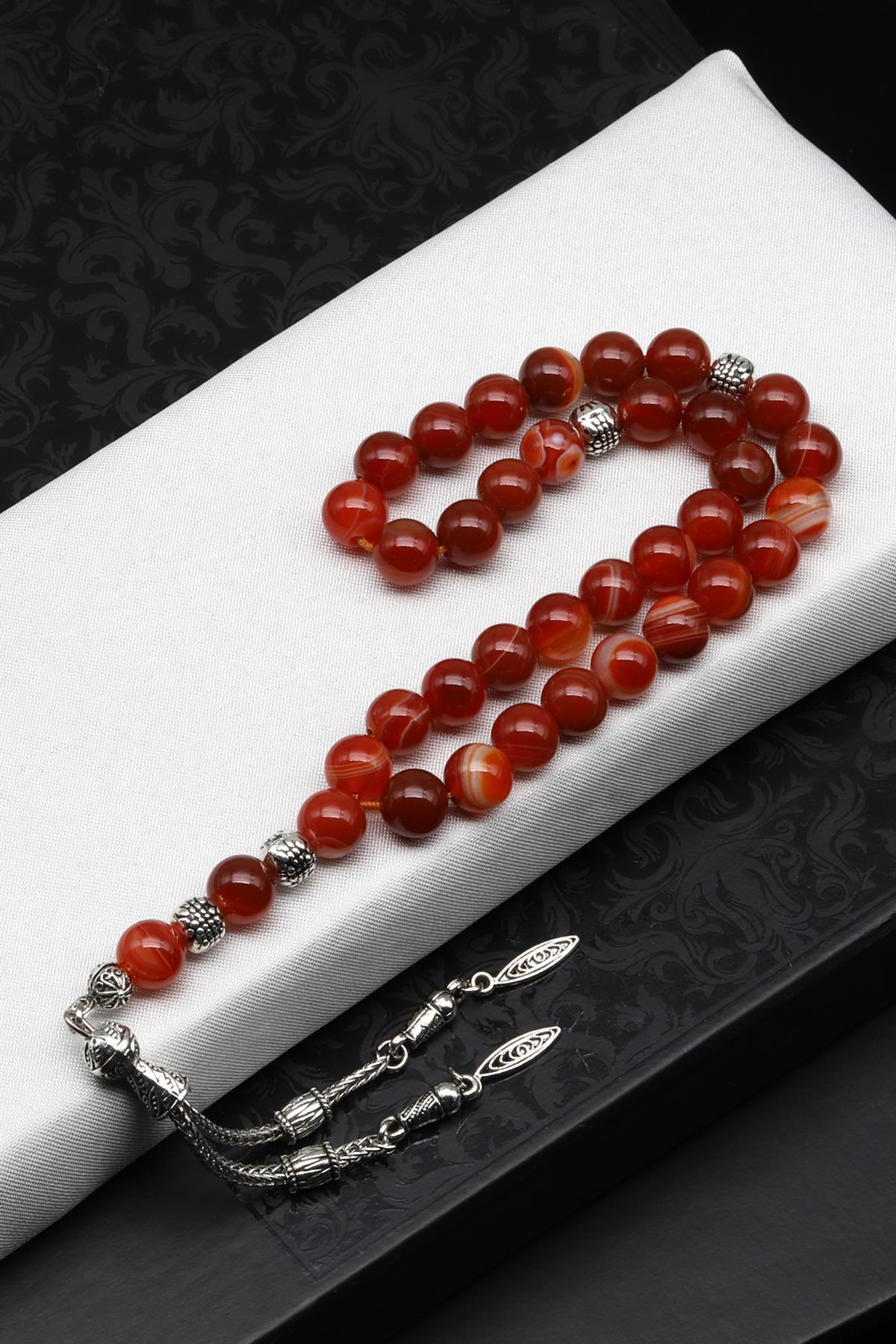 Akik Doğal Taş Tesbih 8 mm Küre Kesim