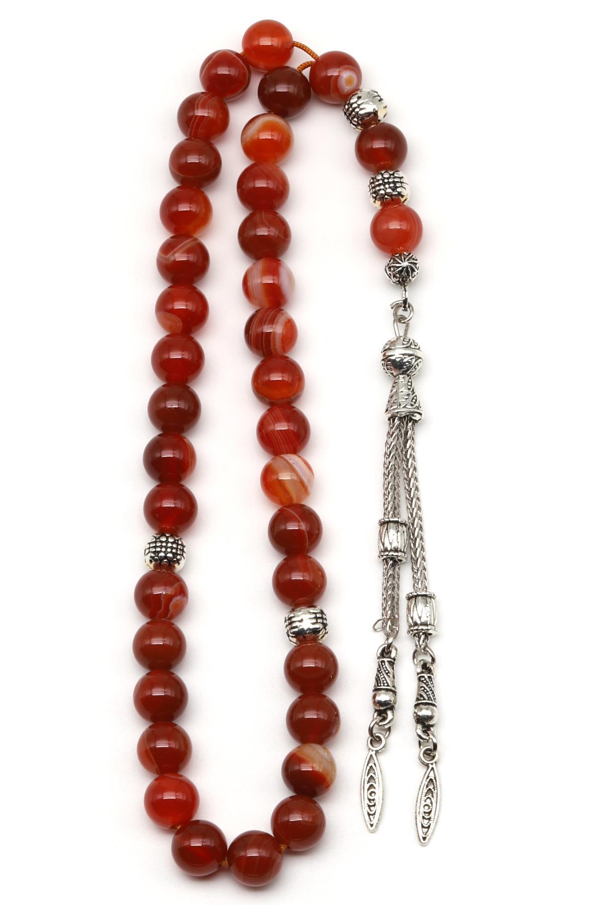 Akik Doğal Taş Tesbih 8 mm Küre Kesim