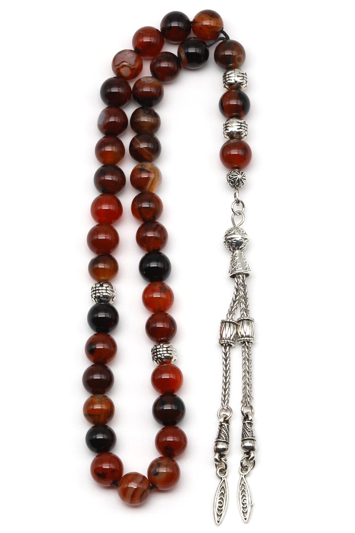 Akik Doğal Taş Tesbih 8 mm Küre Kesim