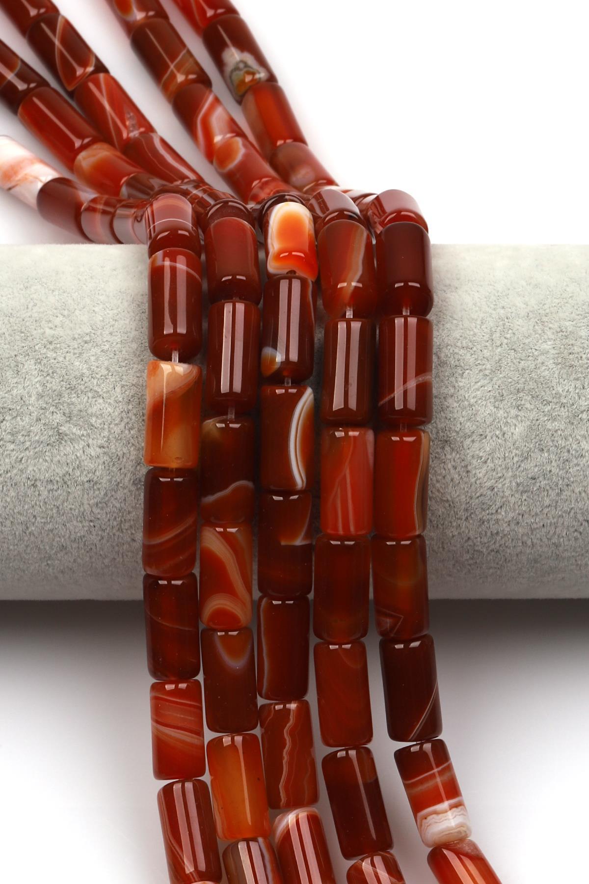 Akik Doğaltaş Dizi 8 x 15 mm Boru Kesim