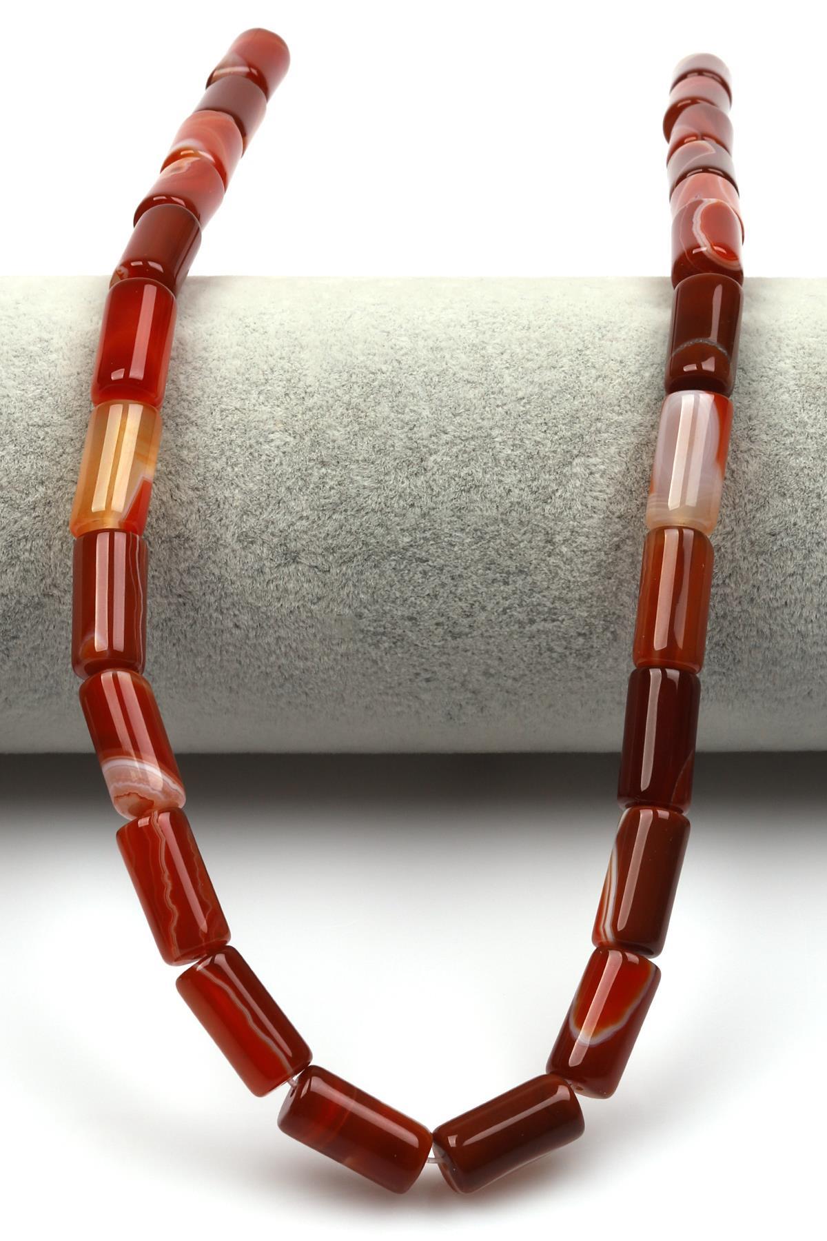 Akik Doğaltaş Dizi 8 x 15 mm Boru Kesim