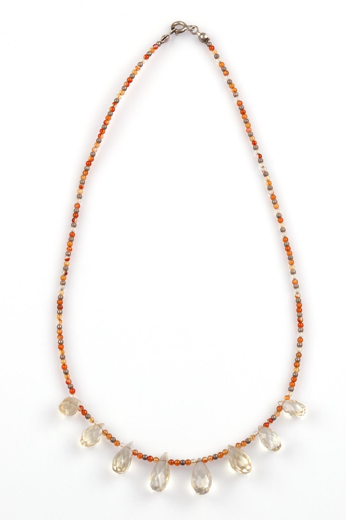 Akik - Limon Kuvars Doğal Taş Tasarım Kolye