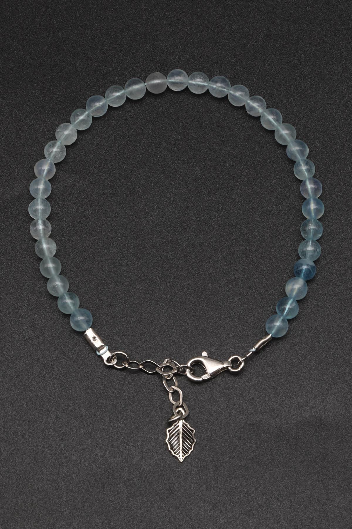 Akuamarin Doğal Taş 925 Ayar Gümüş Bileklik 