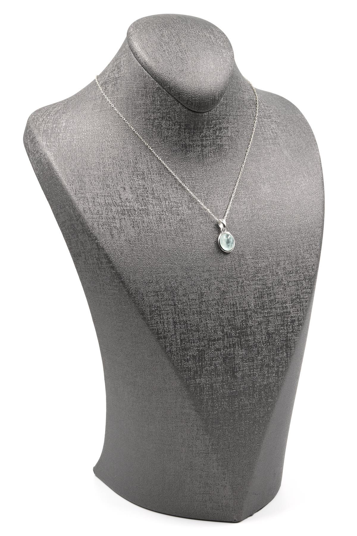 Akuamarin Doğal Taş 925 Ayar Gümüş Kolye