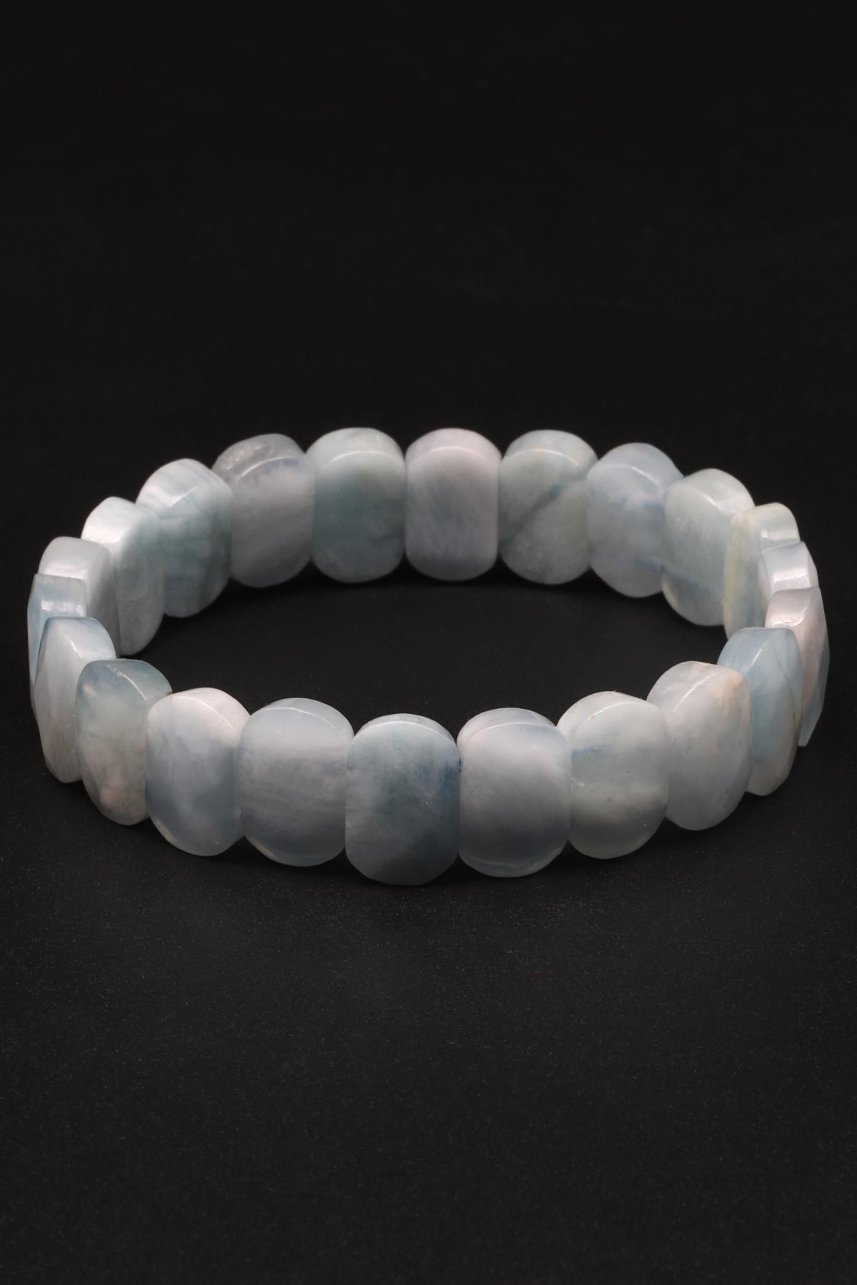 Akuamarin Doğal Taş Bileklik 9 x 14 mm Özel Kesim