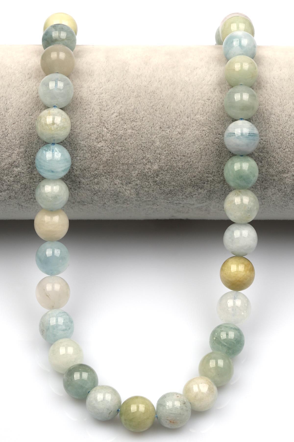 Akuamarin Doğal Taş Dizi 10 mm Küre Kesim