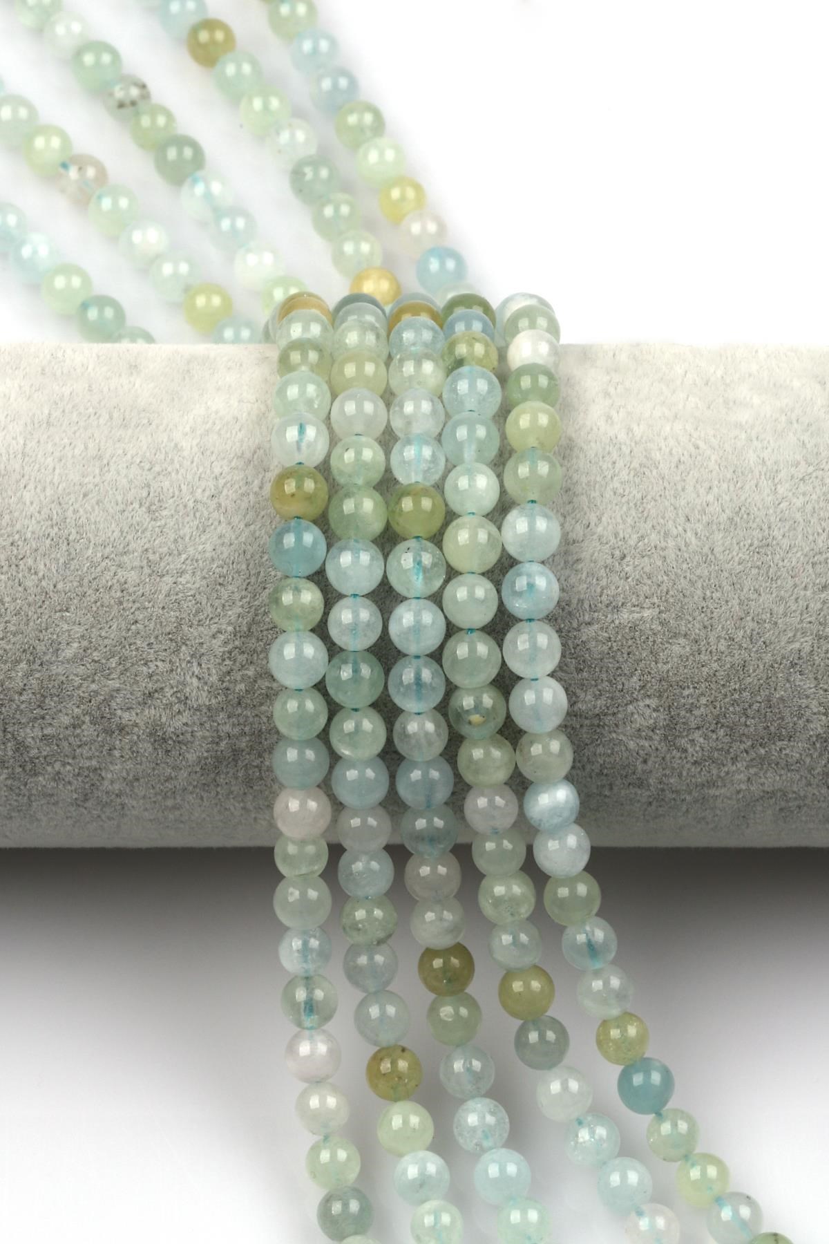 Akuamarin Doğal Taş Dizi 5 mm Küre Kesim
