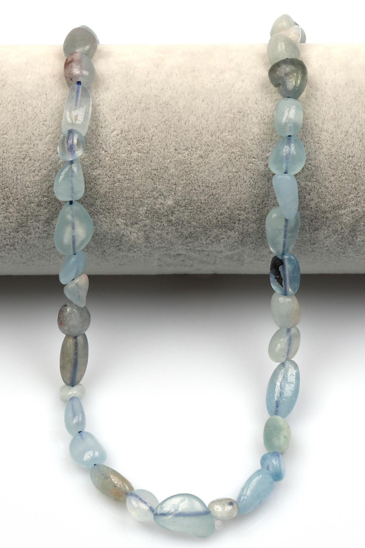 Akuamarin Doğal Taş Dizi 5 x 9 mm Mercimek Kesim